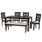 Baxton Studio Abigail Modern Beige Fabric and Dark Brown Finished Wood 6-Piece Dining Set | Dining Sets | Modishstore - 5