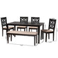 Baxton Studio Abigail Modern Beige Fabric and Dark Brown Finished Wood 6-Piece Dining Set | Dining Sets | Modishstore - 4