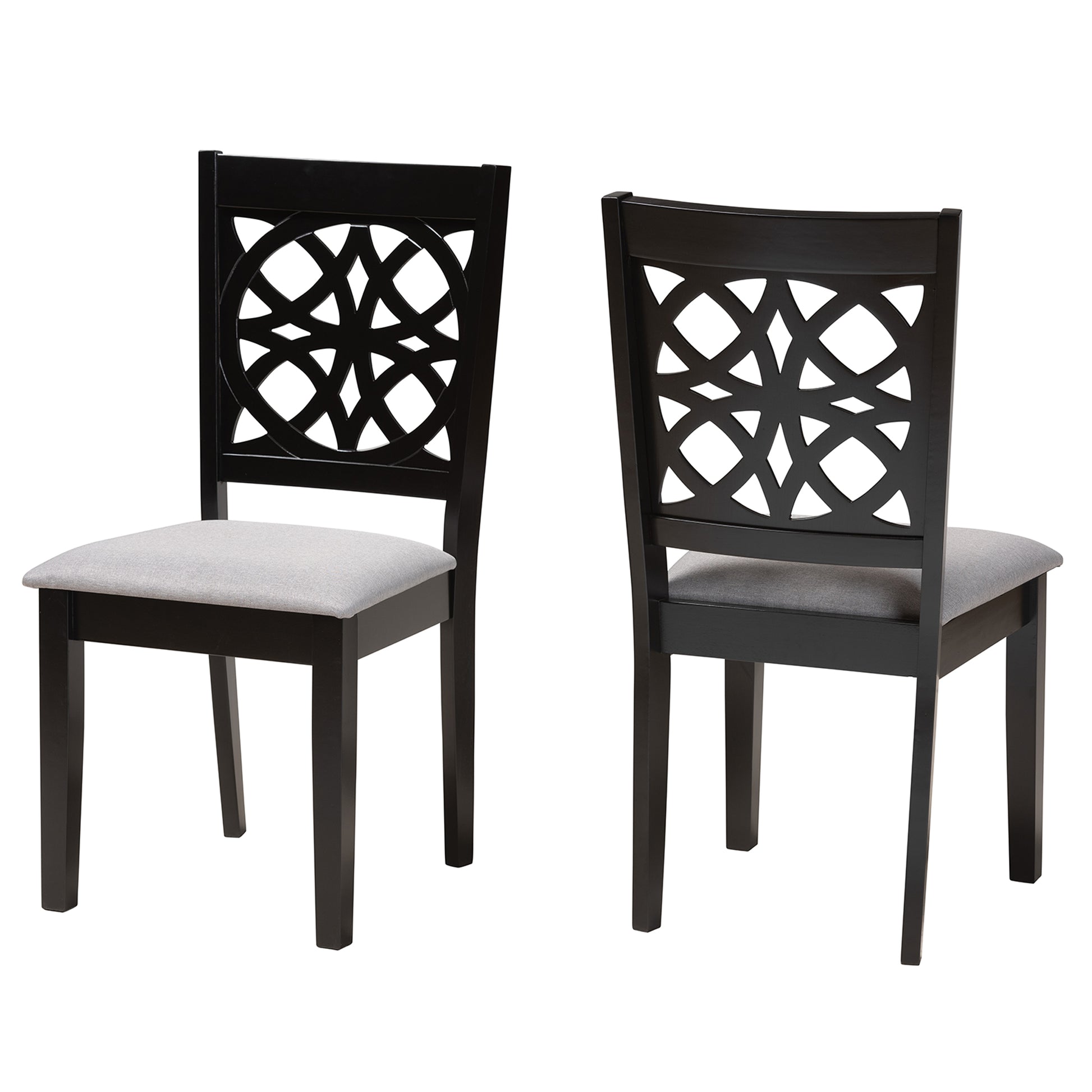 Baxton Studio Abigail Modern Beige Fabric and Dark Brown Finished Wood 2-Piece Dining Chair Set | Dining Chairs | Modishstore - 13