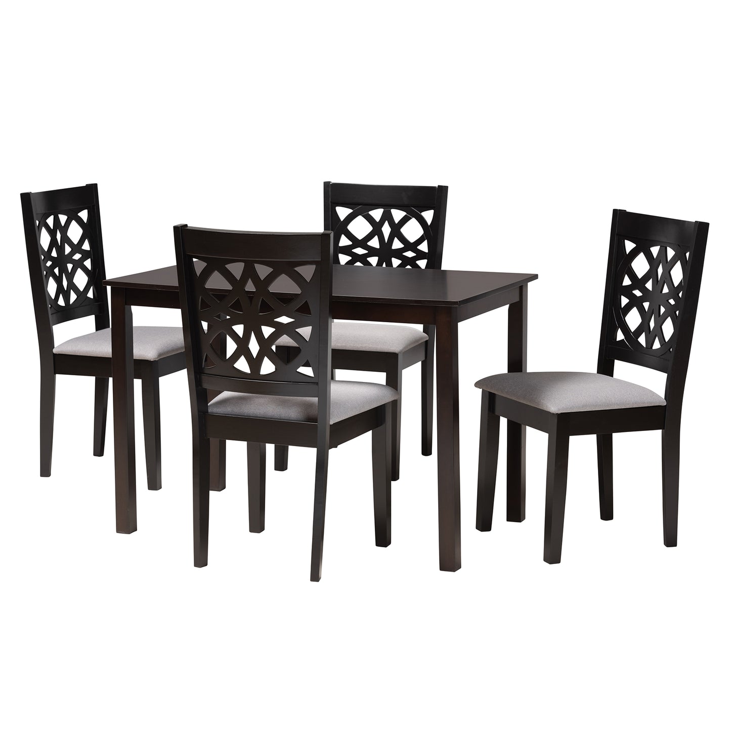 Baxton Studio Abigail Modern Grey Fabric and Dark Brown Finished Wood 5-Piece Dining Set | Dining Sets | Modishstore - 4