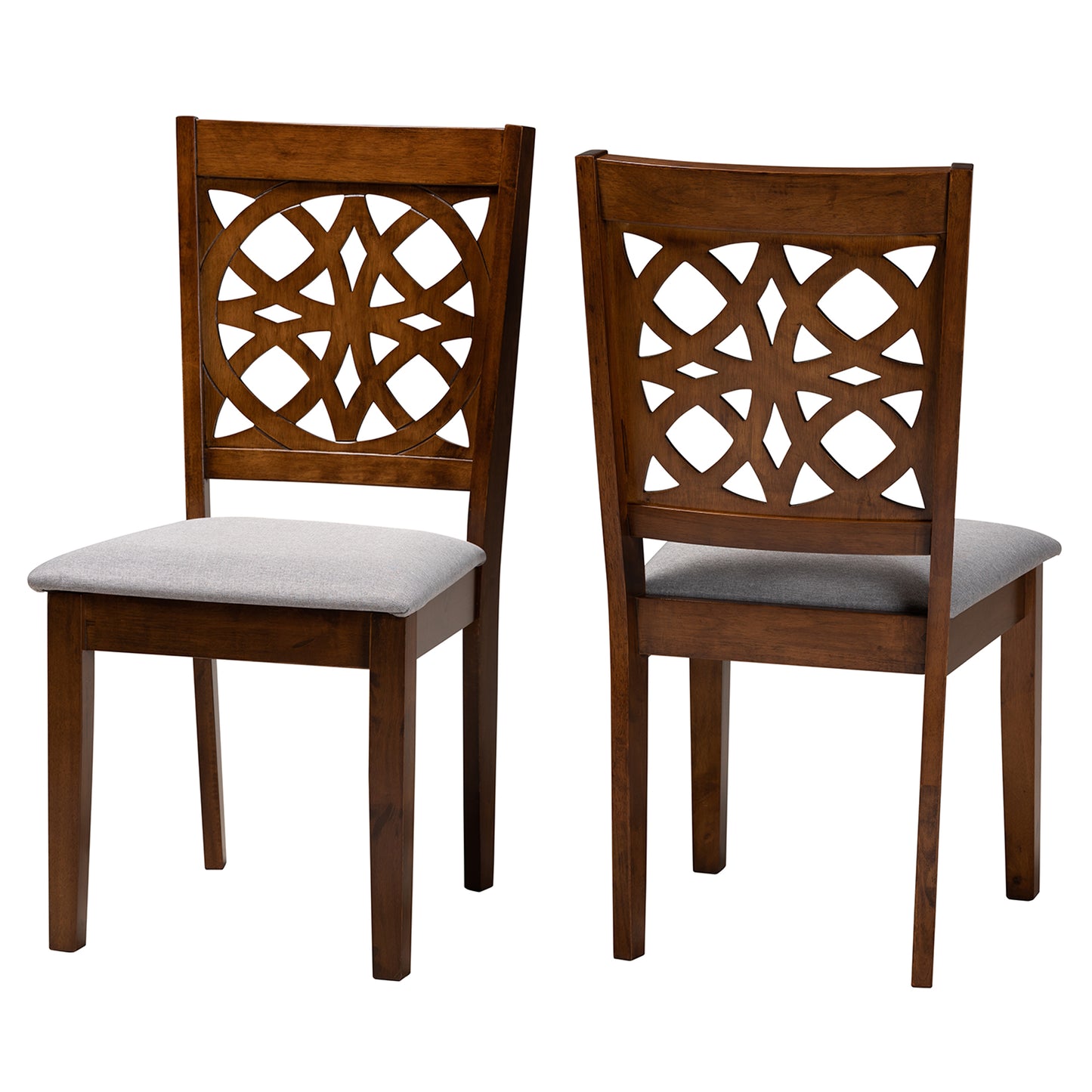 Baxton Studio Abigail Modern Beige Fabric and Dark Brown Finished Wood 2-Piece Dining Chair Set | Dining Chairs | Modishstore - 22