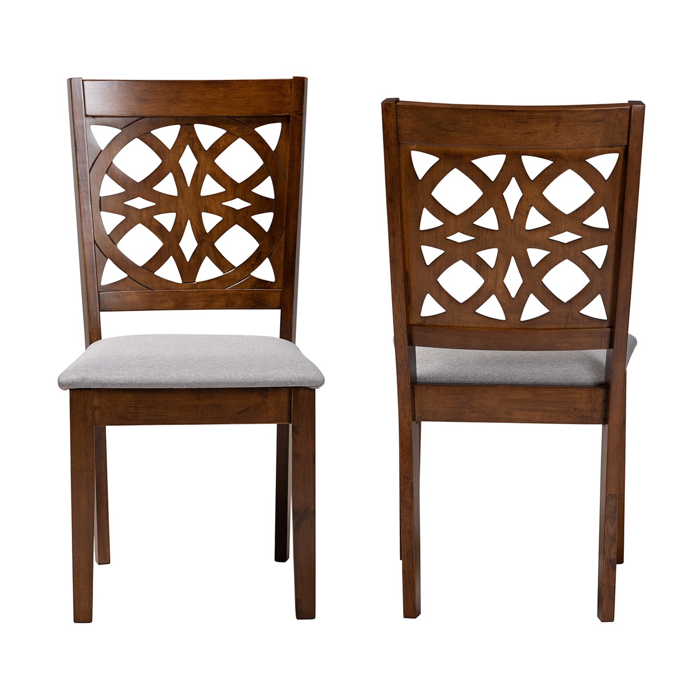 Baxton Studio Abigail Modern Beige Fabric and Dark Brown Finished Wood 2-Piece Dining Chair Set | Dining Chairs | Modishstore - 23