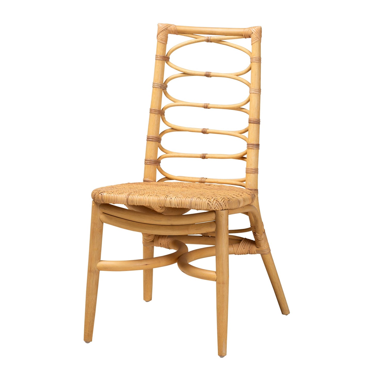 Baxton Studio bali & pari Lisbon Modern Bohemian Natural Rattan Dining Chair | Dining Chairs | Modishstore - 2