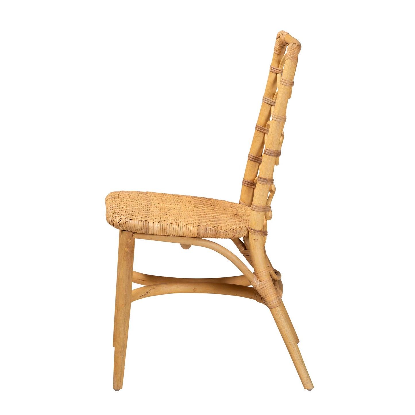 Baxton Studio bali & pari Lisbon Modern Bohemian Natural Rattan Dining Chair | Dining Chairs | Modishstore - 4