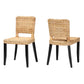 Baxton Studio bali & pari Dermot Modern Bohemian Dark Brown Finished Wood and Natural Rattan 2-Piece Dining Chair Set | Dining Chairs | Modishstore - 4