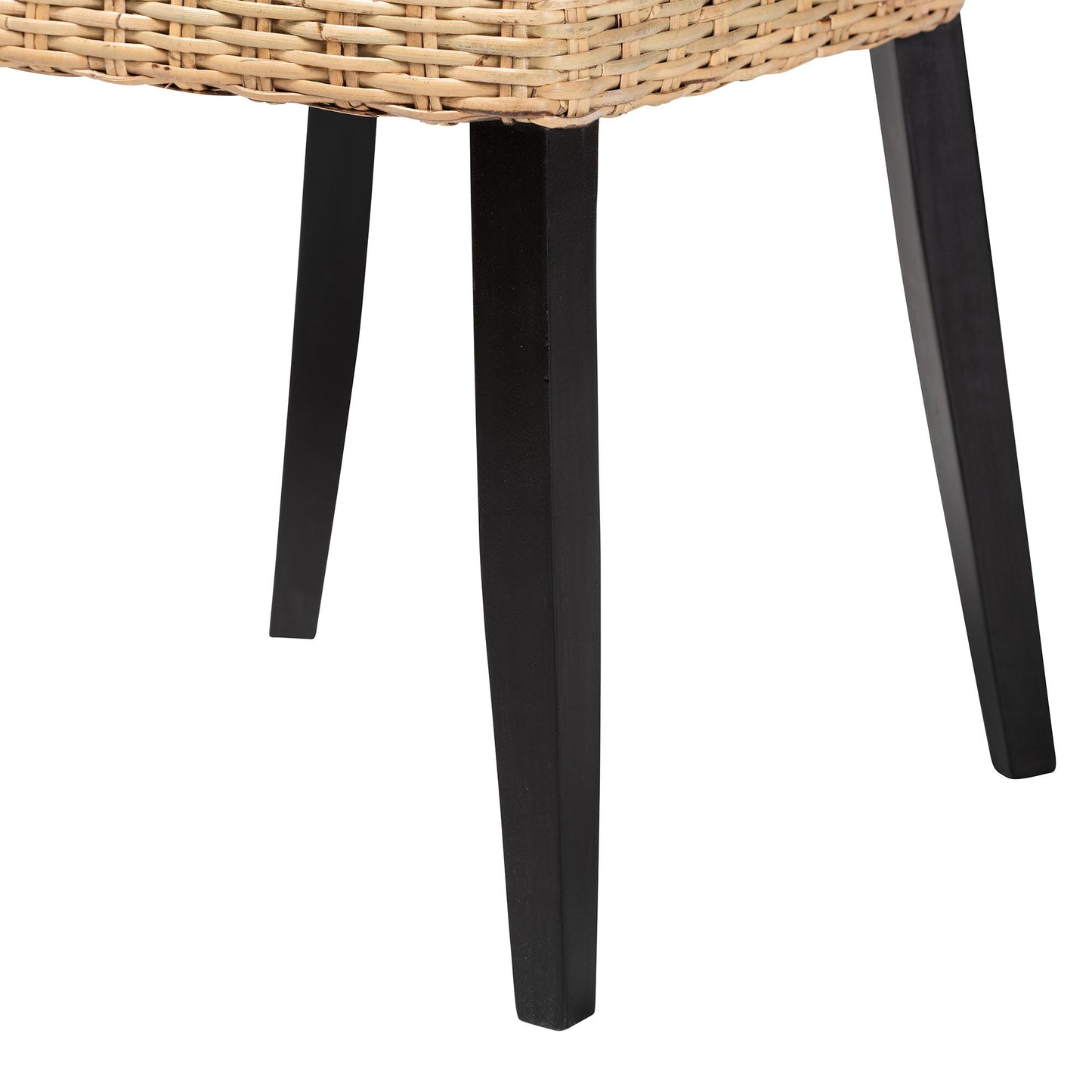 Baxton Studio bali & pari Dermot Modern Bohemian Dark Brown Finished Wood and Natural Rattan 2-Piece Dining Chair Set | Dining Chairs | Modishstore - 8