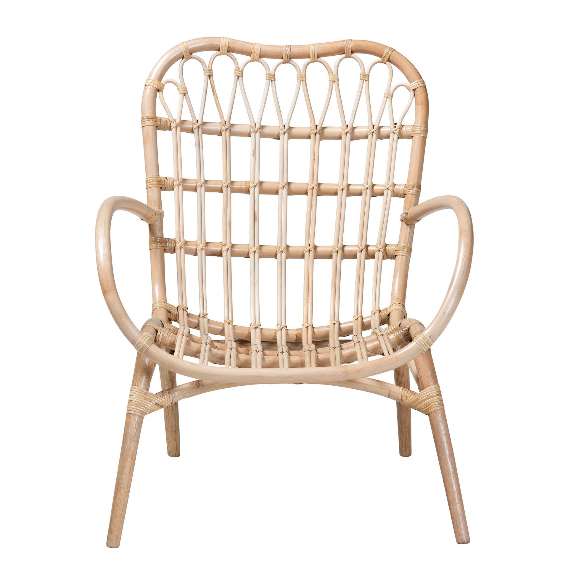 Baxton Studio bali & pari Bajo Modern Bohemian Natural Brown Rattan Arm Chair | Armchairs | Modishstore - 5