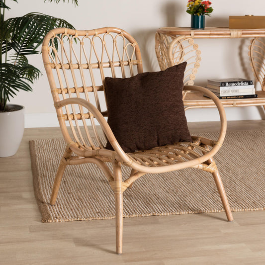 Baxton Studio bali & pari Bajo Modern Bohemian Natural Brown Rattan Arm Chair | Armchairs | Modishstore