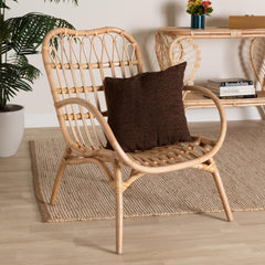 Baxton Studio bali & pari Bajo Modern Bohemian Natural Brown Rattan Arm Chair