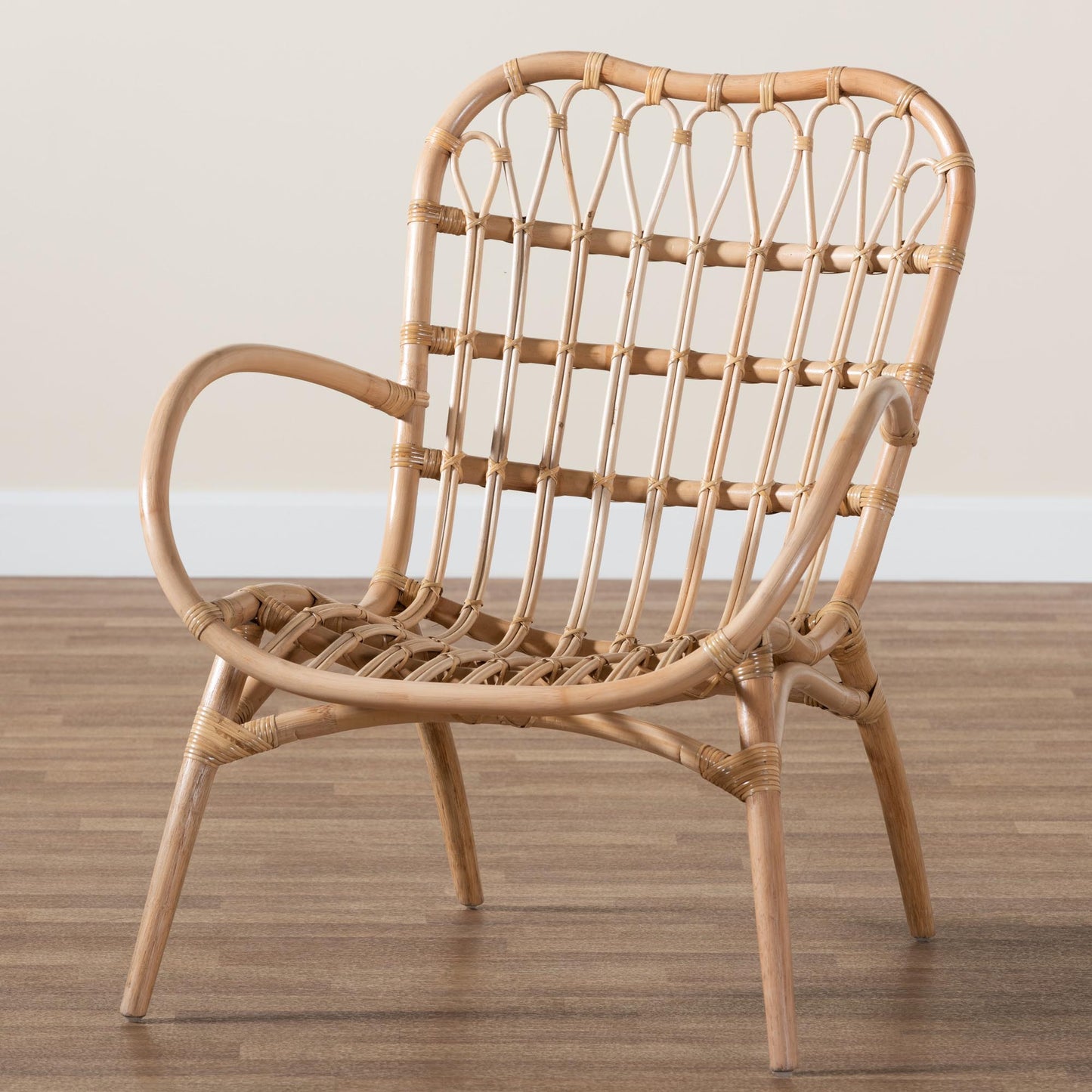 Baxton Studio bali & pari Bajo Modern Bohemian Natural Brown Rattan Arm Chair | Armchairs | Modishstore - 2