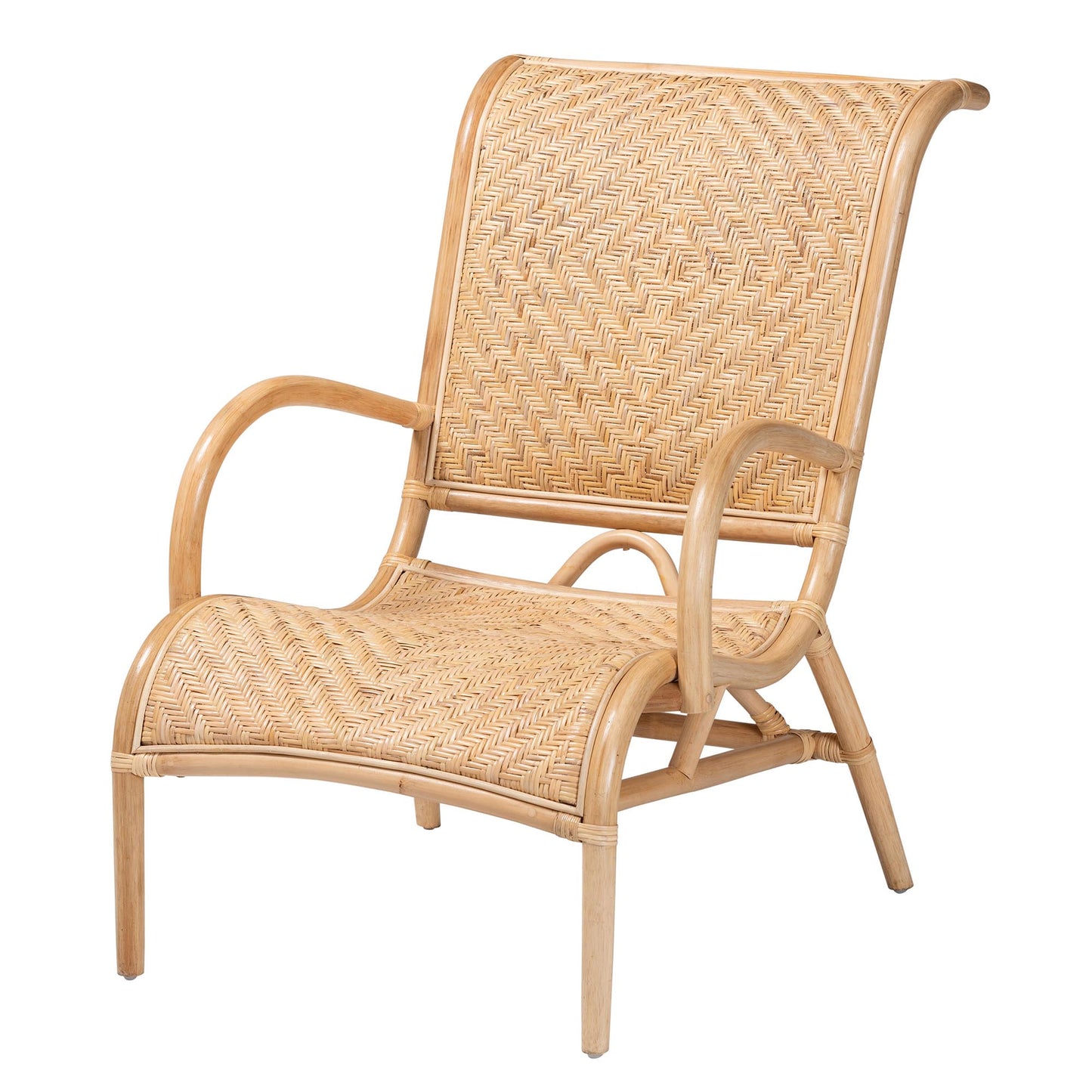 Baxton Studio bali & pari Madura Modern Bohemian Natural Brown Rattan Lounge Chair | Accent Chairs | Modishstore - 2