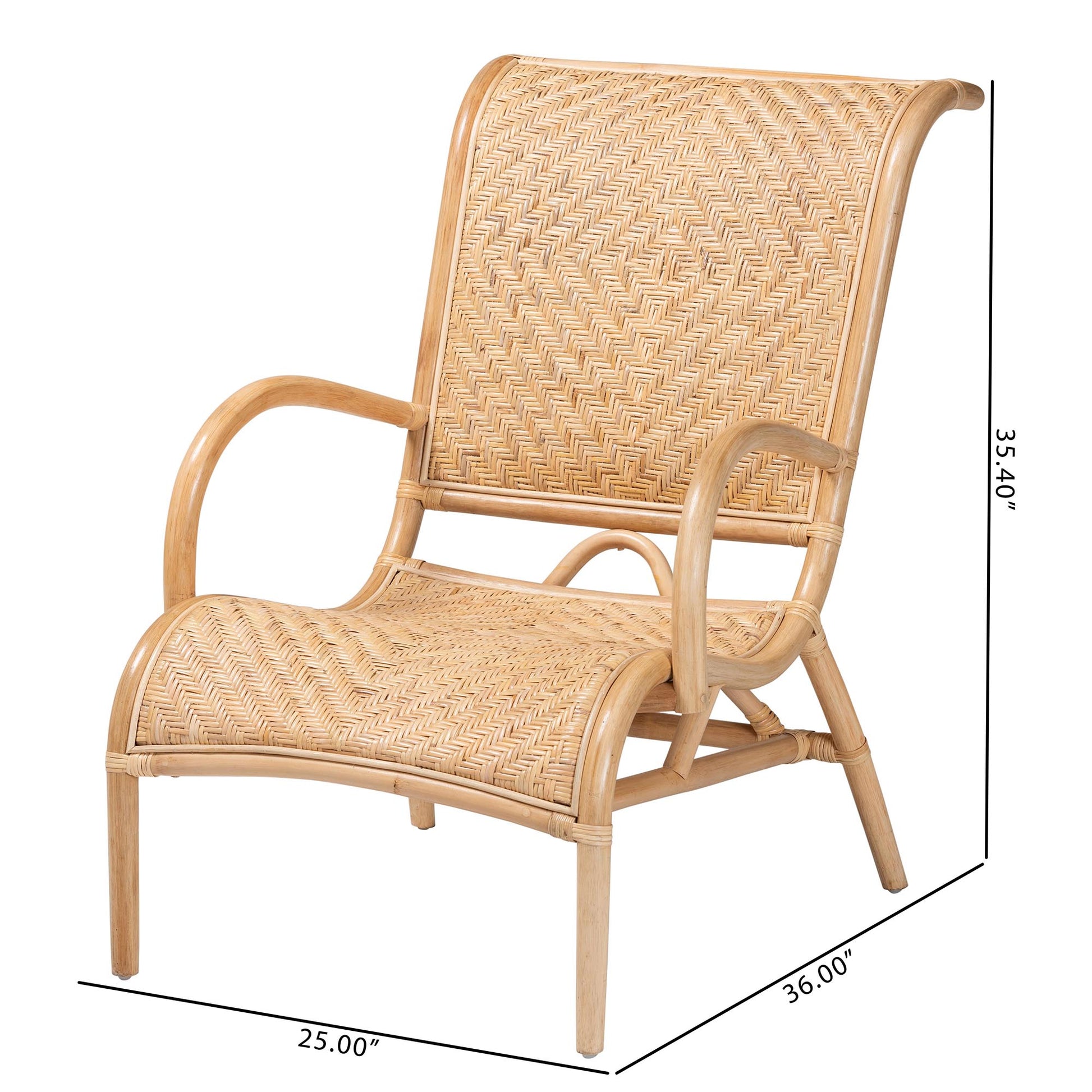 Baxton Studio bali & pari Madura Modern Bohemian Natural Brown Rattan Lounge Chair | Accent Chairs | Modishstore - 10