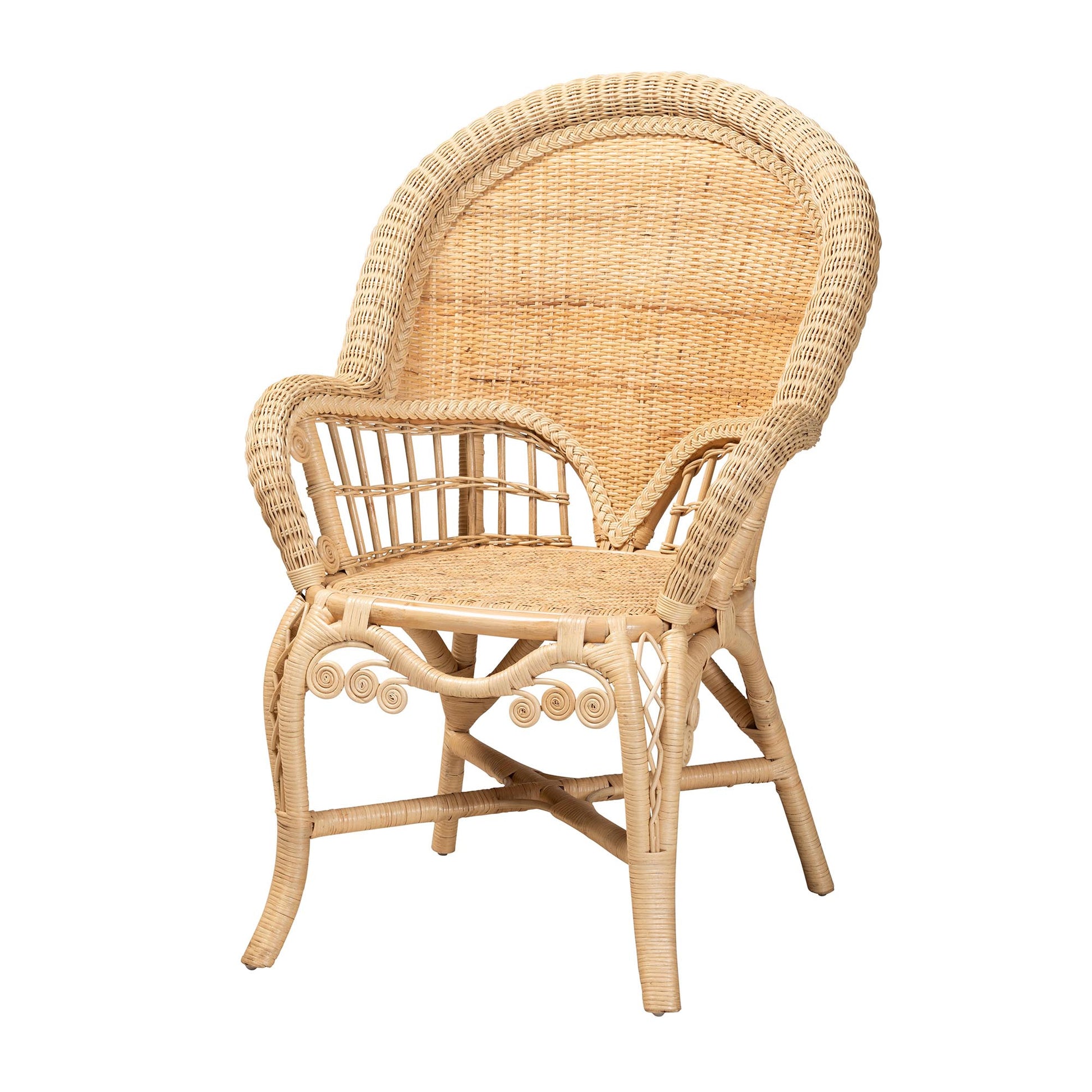 Baxton Studio bali & pari Ratu Modern Bohemian Natural Brown Rattan Accent Chair | Accent Chairs | Modishstore - 4