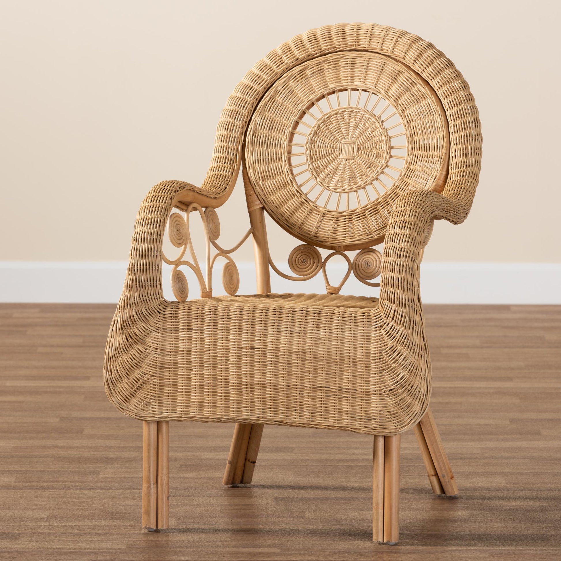 Baxton Studio bali & pari Putri Modern Bohemian Natural Rattan Arm Chair | Accent Chairs | Modishstore - 9