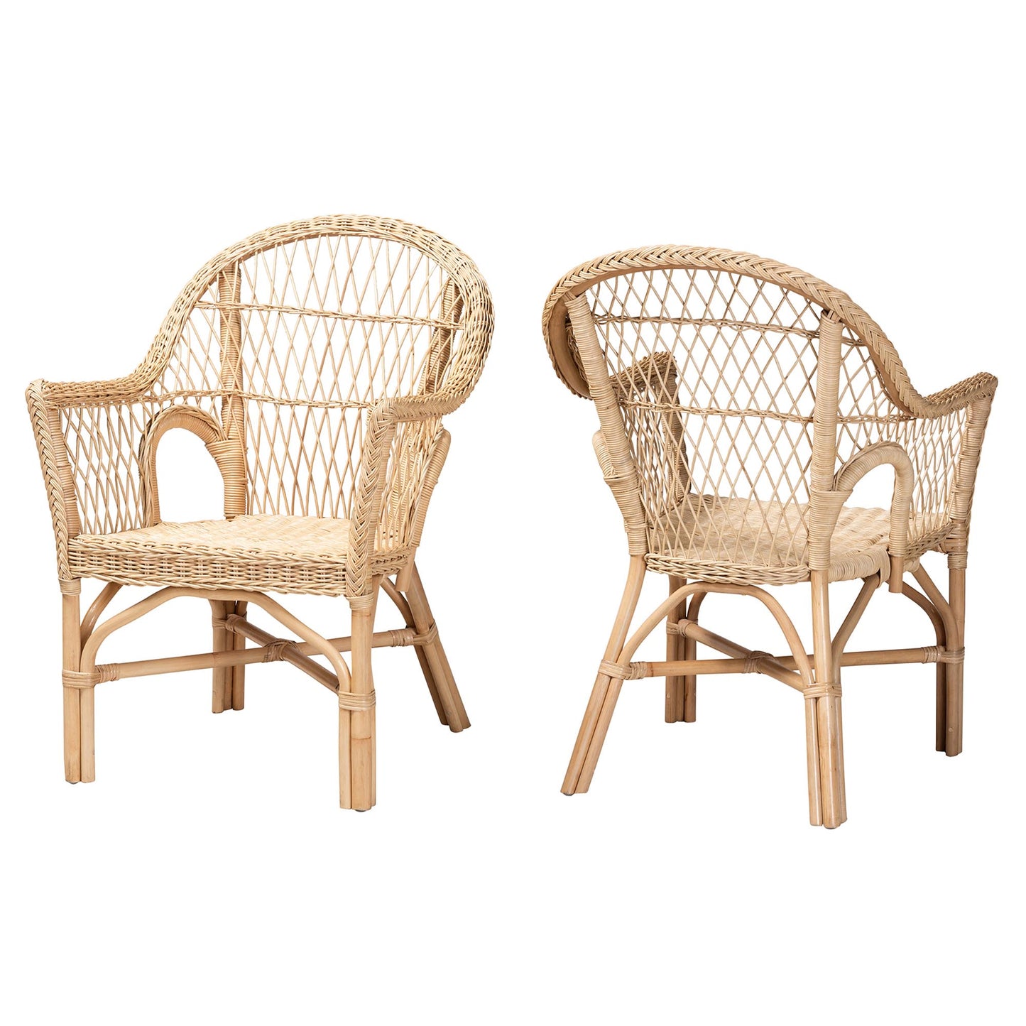 Baxton Studio bali & pari Zara Modern Bohemian Natural Rattan 2-Piece Accent Chair Set | Accent Chairs | Modishstore - 4