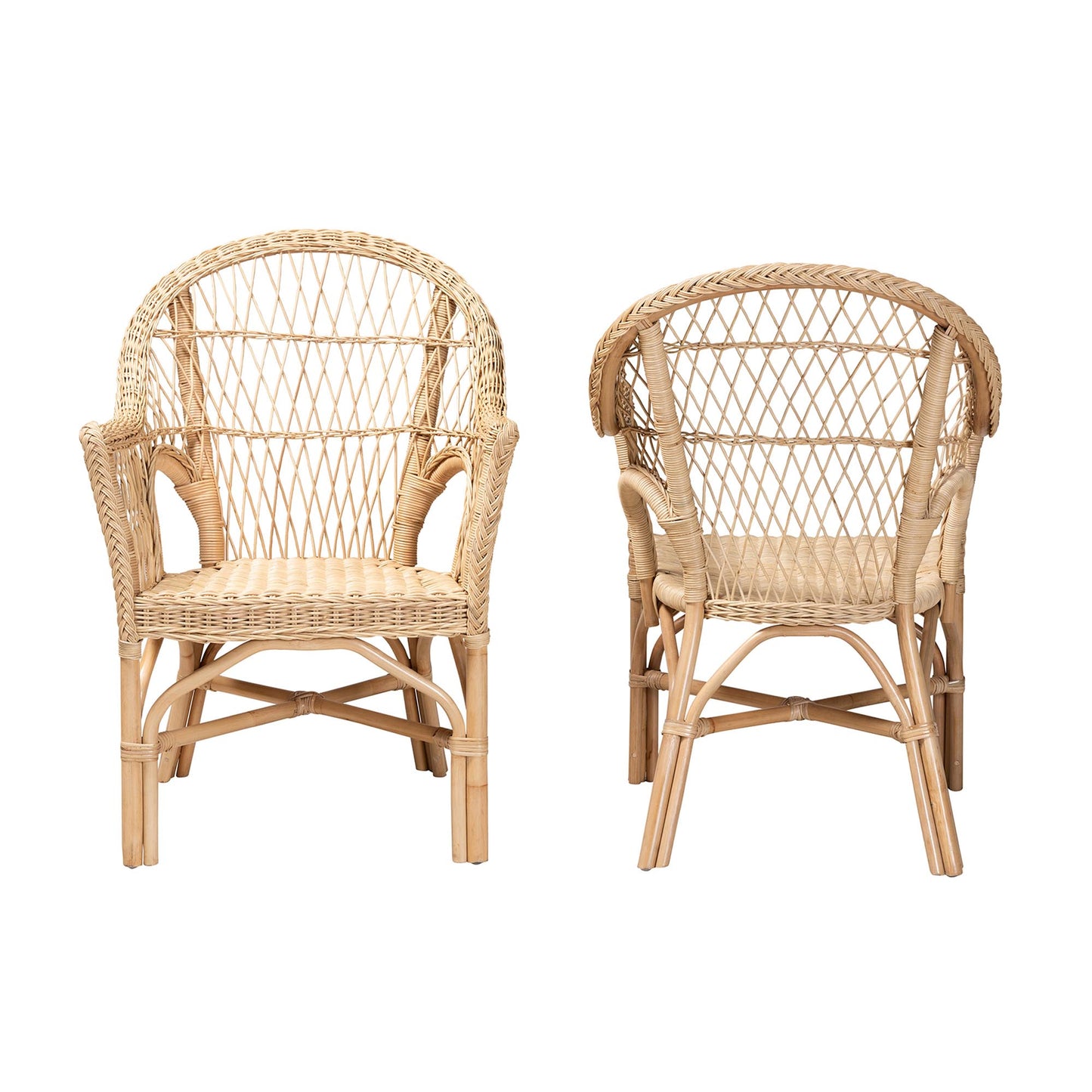 Baxton Studio bali & pari Zara Modern Bohemian Natural Rattan 2-Piece Accent Chair Set | Accent Chairs | Modishstore - 5