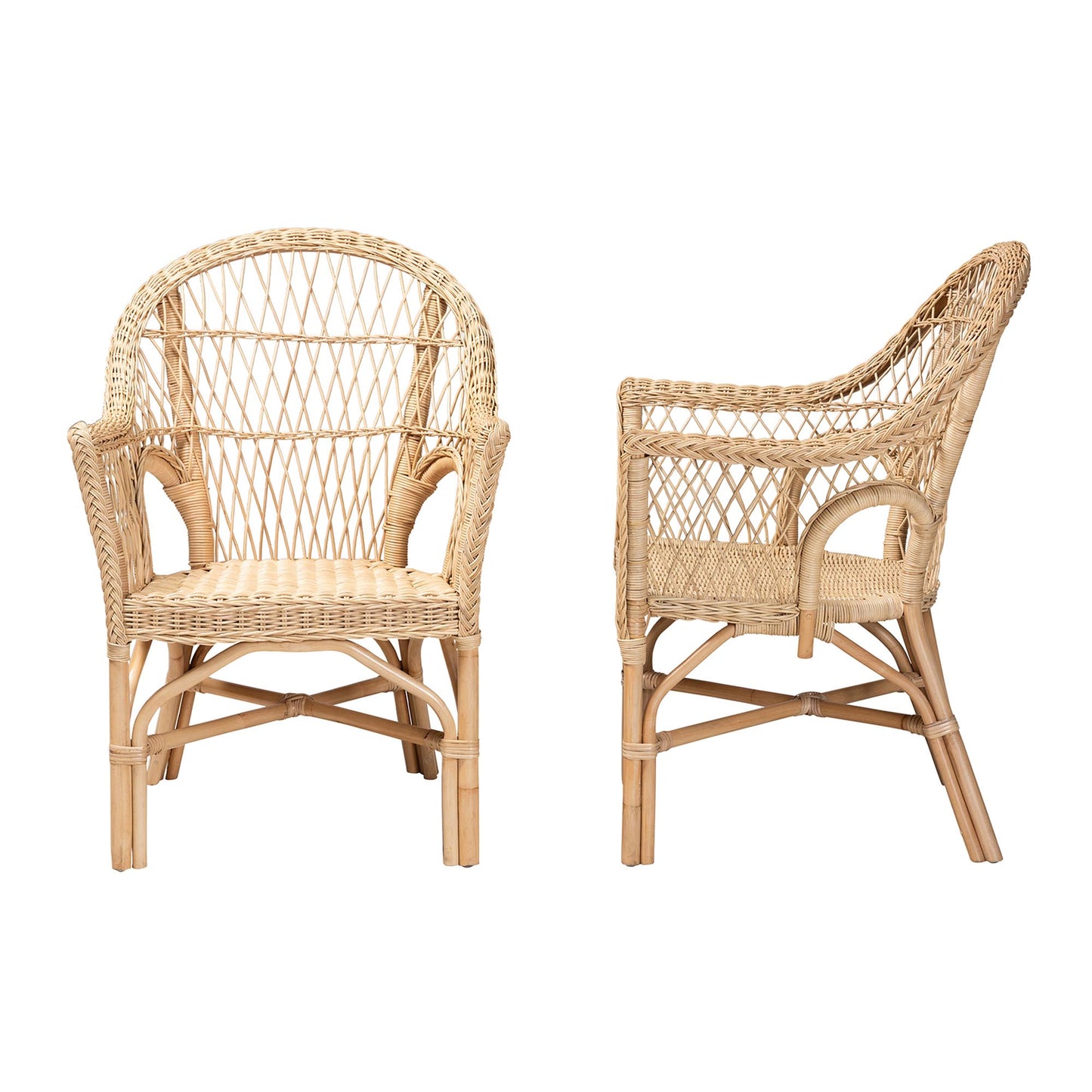 Baxton Studio bali & pari Zara Modern Bohemian Natural Rattan 2-Piece Accent Chair Set | Accent Chairs | Modishstore - 6