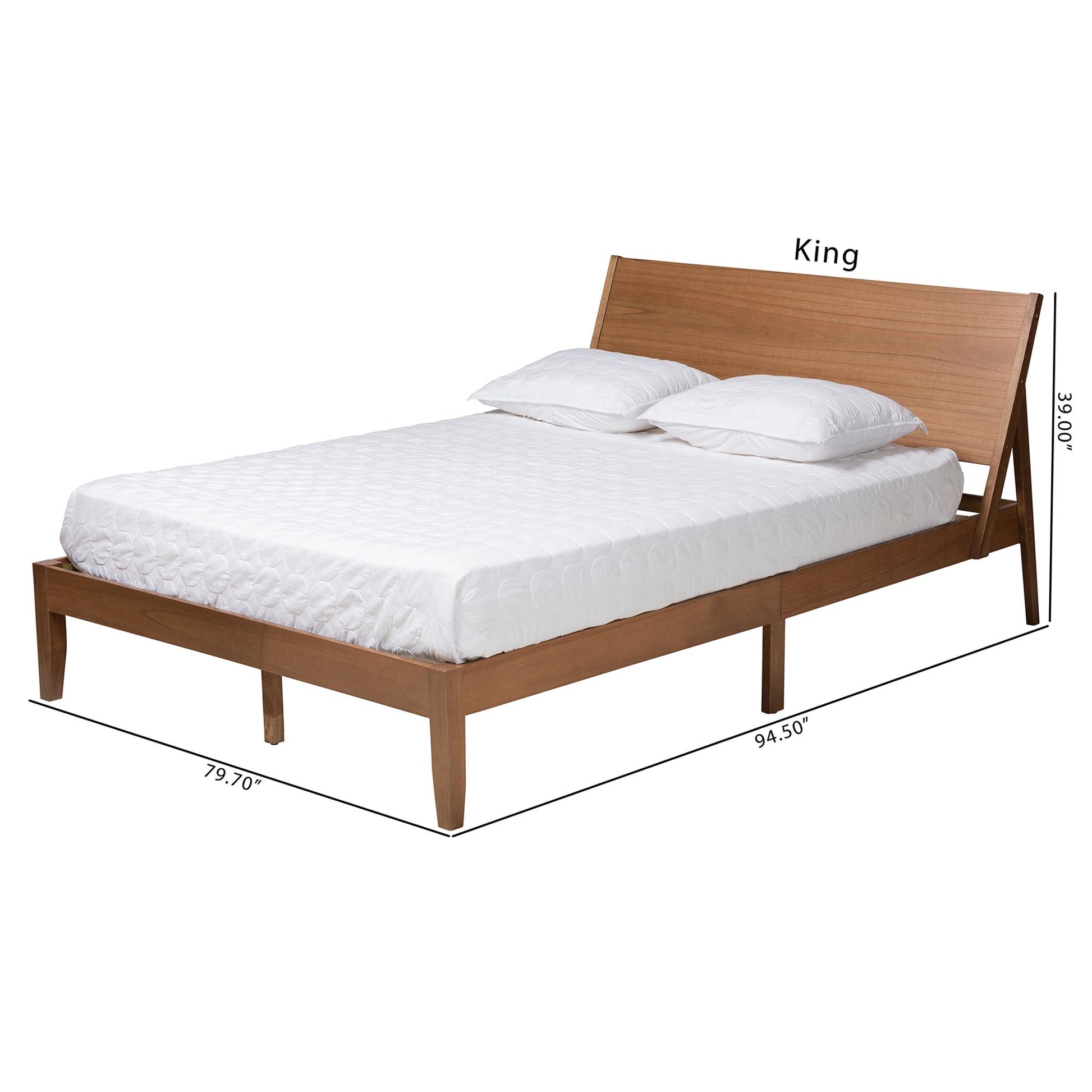 Baxton Studio Eileen Mid-Century Transitional Walnut Brown Finished Wood King Size Platform Bed | Beds | Modishstore - 4