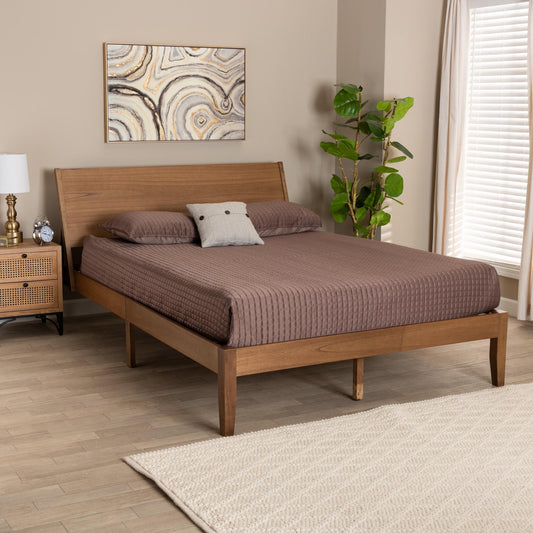 Baxton Studio Eileen Mid-Century Transitional Walnut Brown Finished Wood King Size Platform Bed | Beds | Modishstore