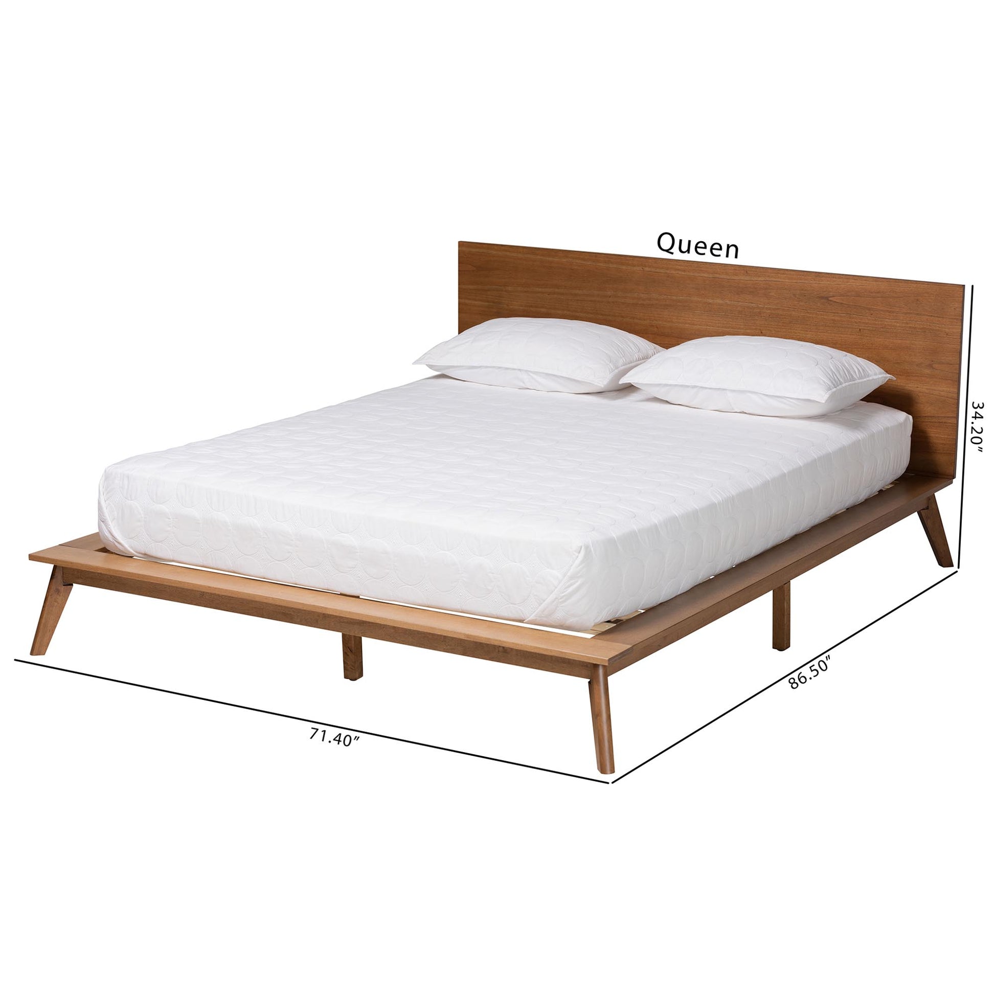 Baxton Studio Wheatley Mid-Century Modern Walnut Brown Finished Wood King Size Platform Bed | Beds | Modishstore - 8