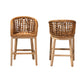 Baxton Studio bali & pari Mario Modern Bohemian Natural Brown Finished Teak Wood and Rattan 2-Piece Counter Stool Set | Bar Stools | Modishstore - 3