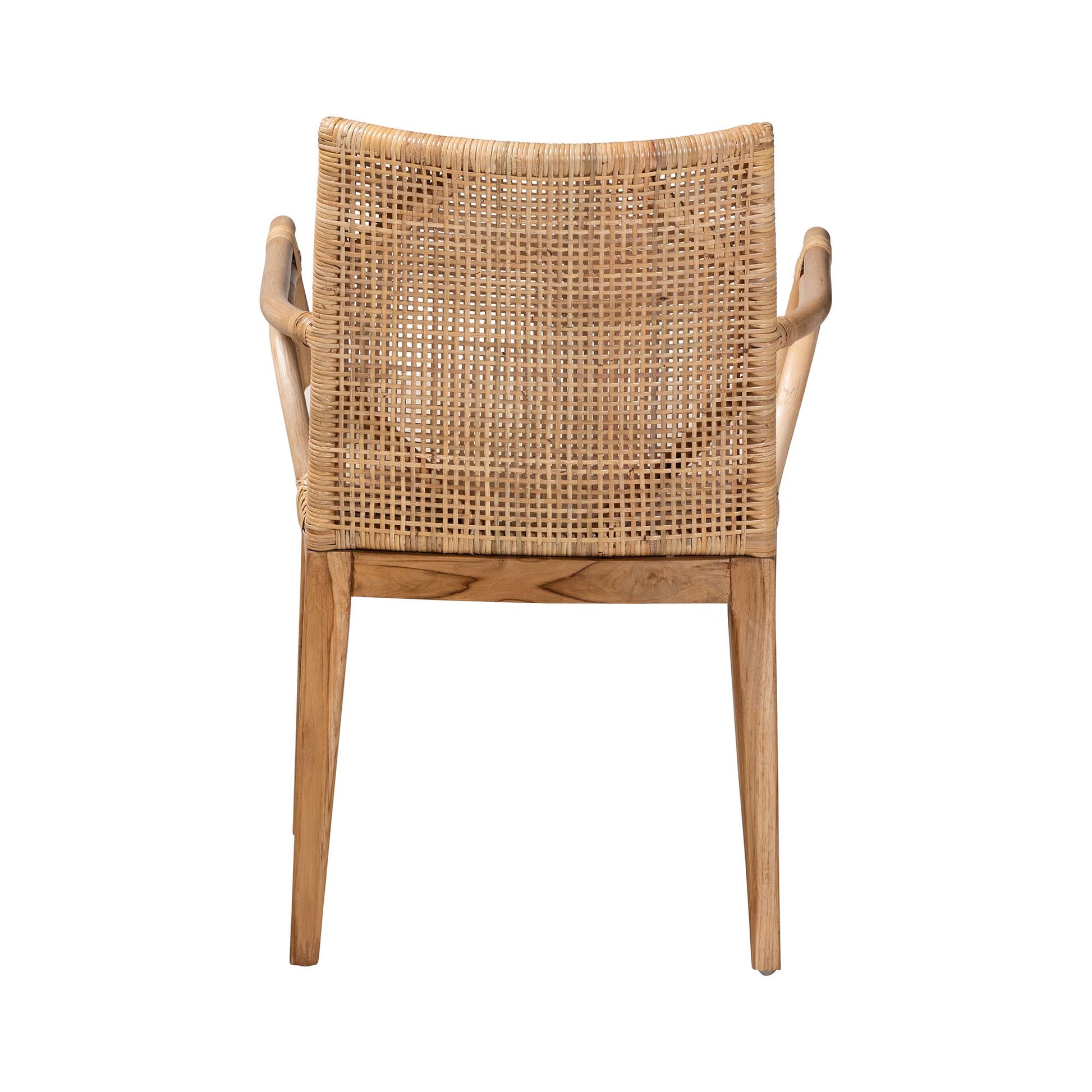 Baxton Studio bali & pari Storsel Modern Bohemian Natural Brown Finished Teak Wood and Rattan Dining Chair | Dining Chairs | Modishstore - 4