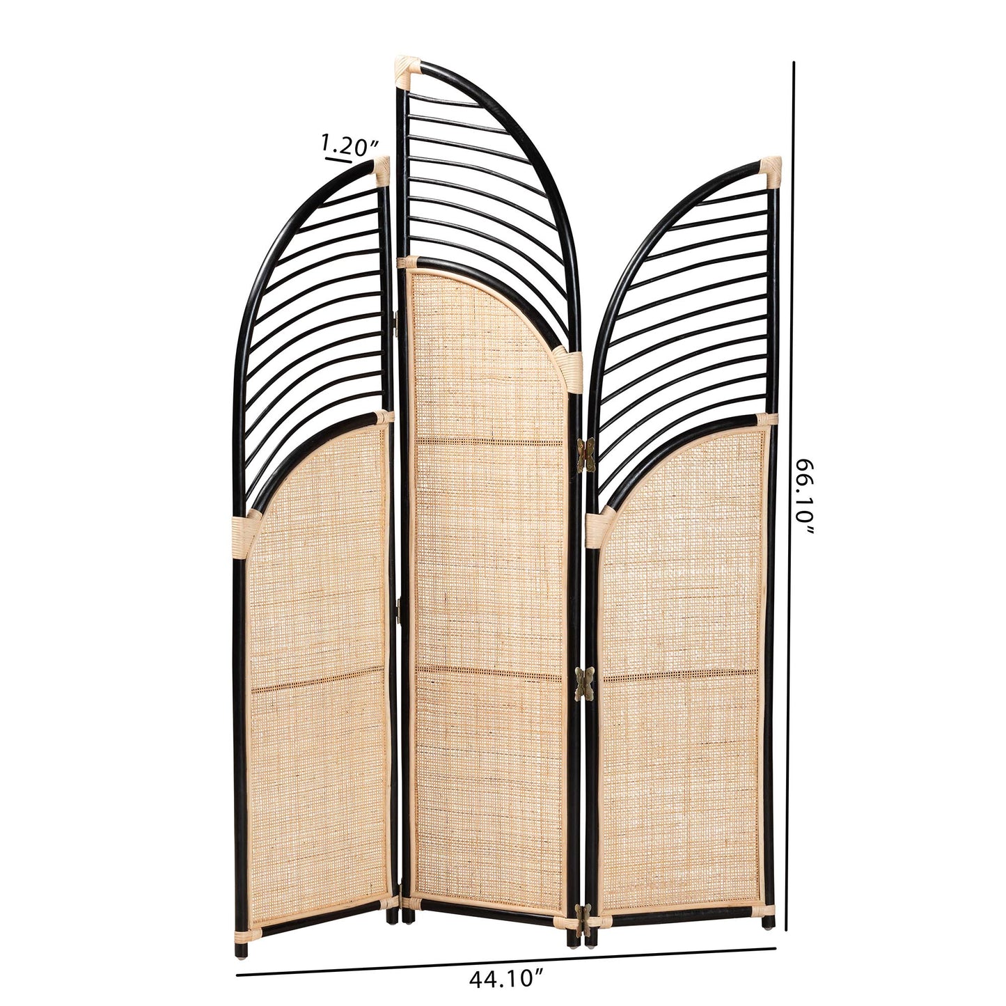 Baxton Studio bali & pari Rasia Modern Bohemian Two-Tone Black and Natural Brown Rattan Room Divider | Room Dividers | Modishstore - 5