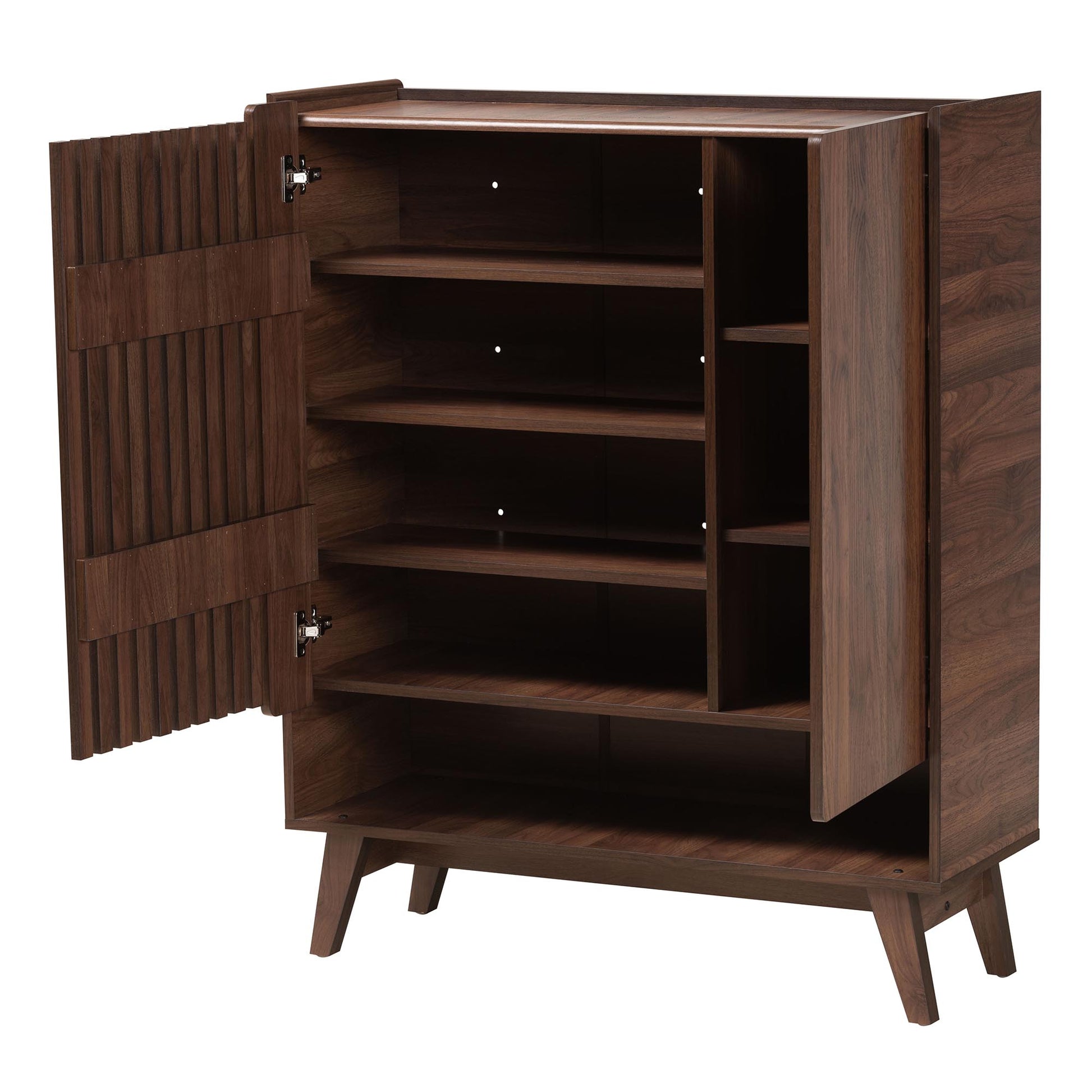 Baxton Studio Paricia Mid-Century Modern Walnut Brown Finished Wood Shoe Cabinet | Cabinets | Modishstore - 3