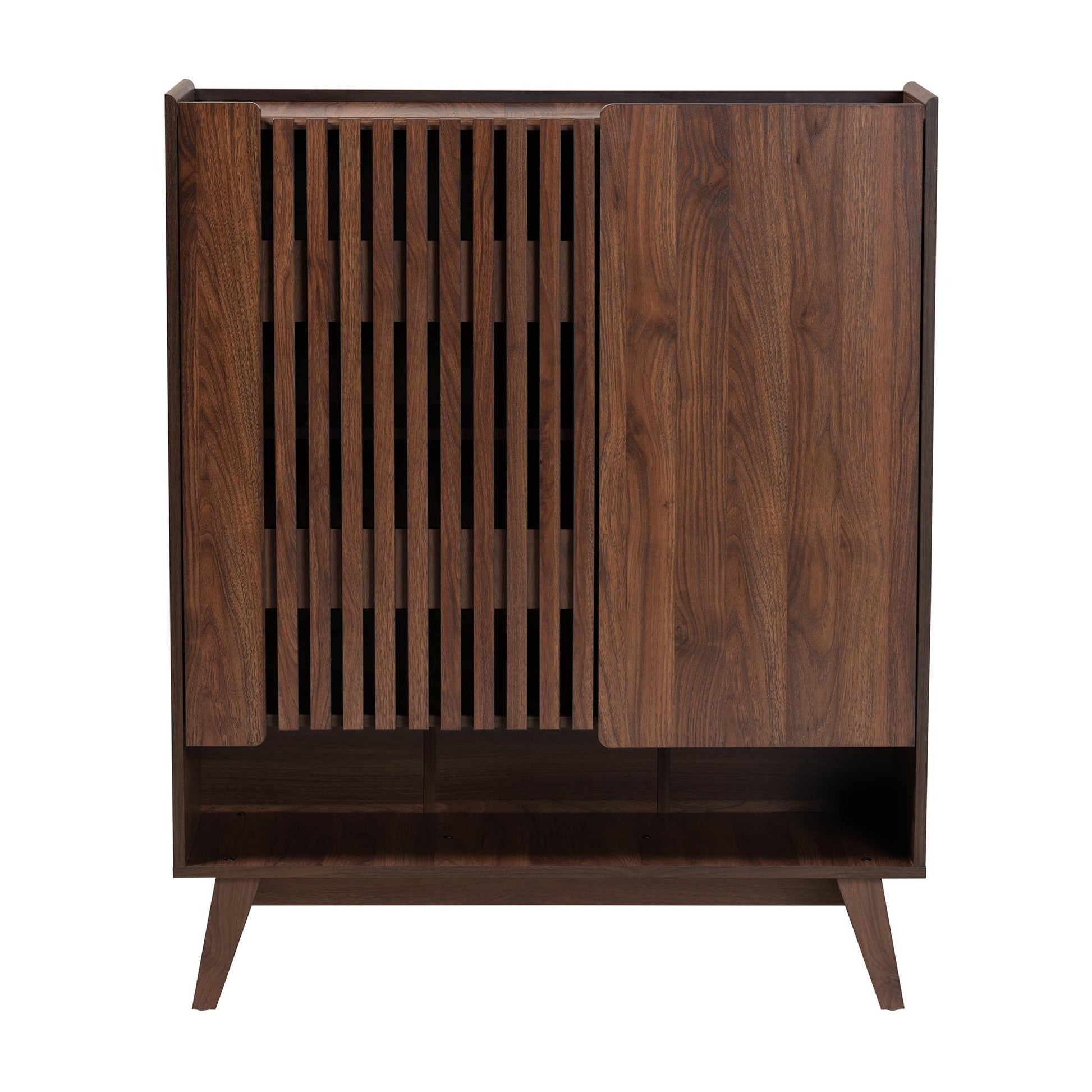 Baxton Studio Paricia Mid-Century Modern Walnut Brown Finished Wood Shoe Cabinet | Cabinets | Modishstore - 4