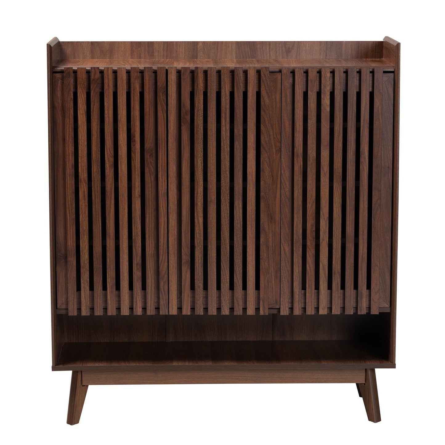 Baxton Studio Delaire Mid-Century Modern Walnut Brown Finished Wood Shoe Cabinet | Cabinets | Modishstore - 4