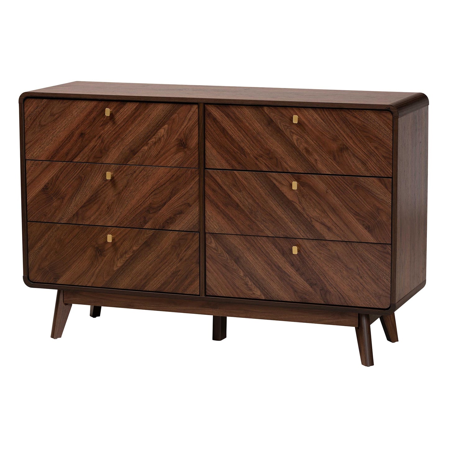 Baxton Studio Markell Mid-Century Modern Transitional Walnut Brown Finished Wood 6-Drawer Dresser | Dressers | Modishstore - 4