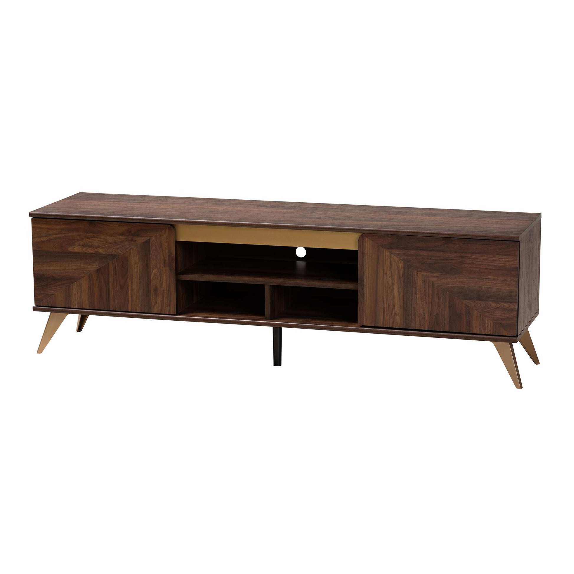 Baxton Studio Graceland Mid-Century Modern Transitional Walnut Brown Finished Wood 2-Door TV Stand | TV Stands | Modishstore - 2