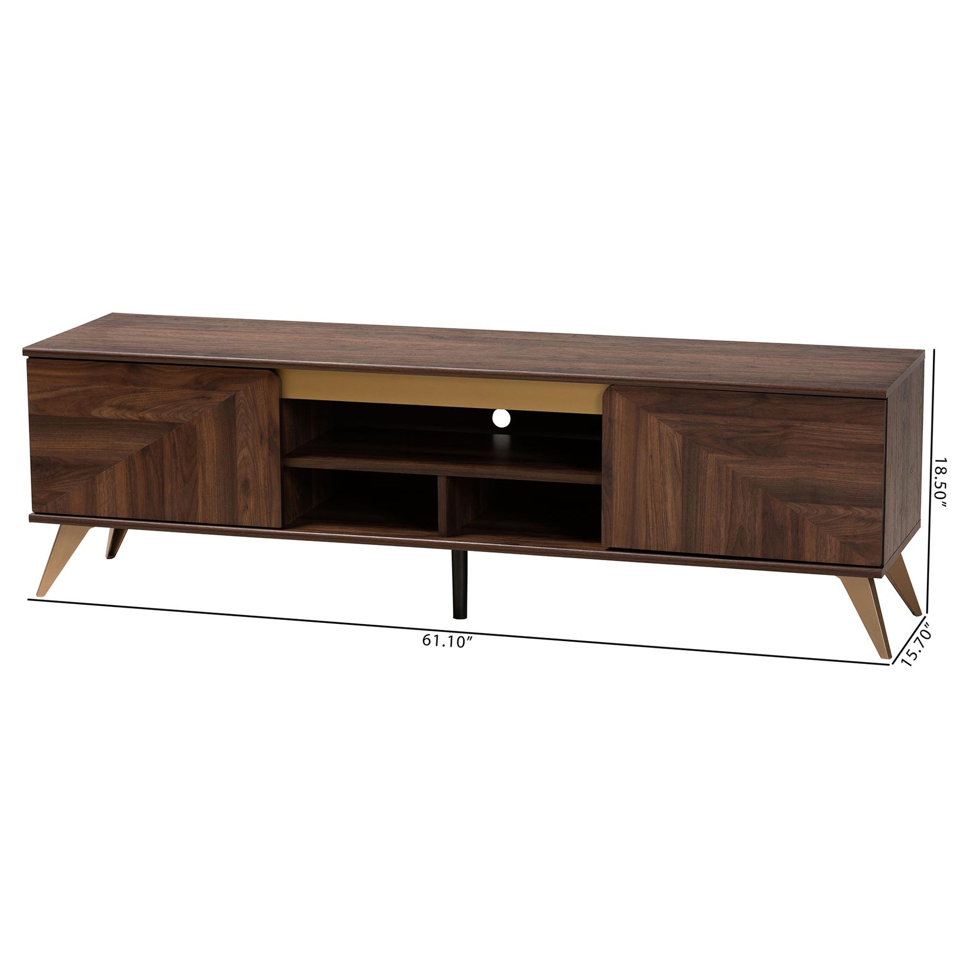 Baxton Studio Graceland Mid-Century Modern Transitional Walnut Brown Finished Wood 2-Door TV Stand | TV Stands | Modishstore - 10