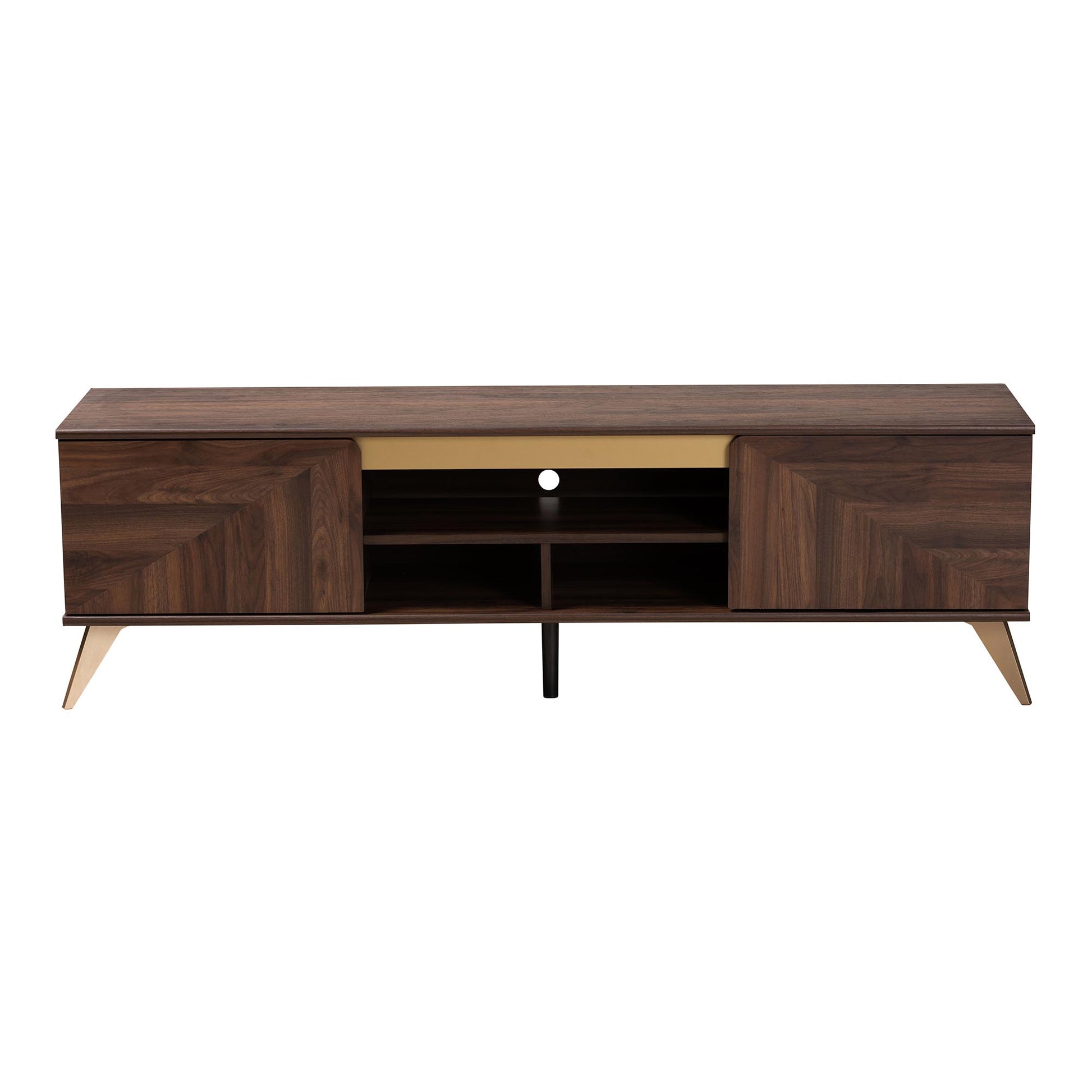 Baxton Studio Graceland Mid-Century Modern Transitional Walnut Brown Finished Wood 2-Door TV Stand | TV Stands | Modishstore - 4