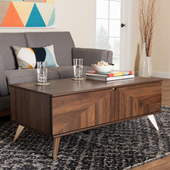 Baxton Studio Graceland Mid-Century Modern Transitional Walnut Brown Finished Wood 2-Drawer Coffee Table