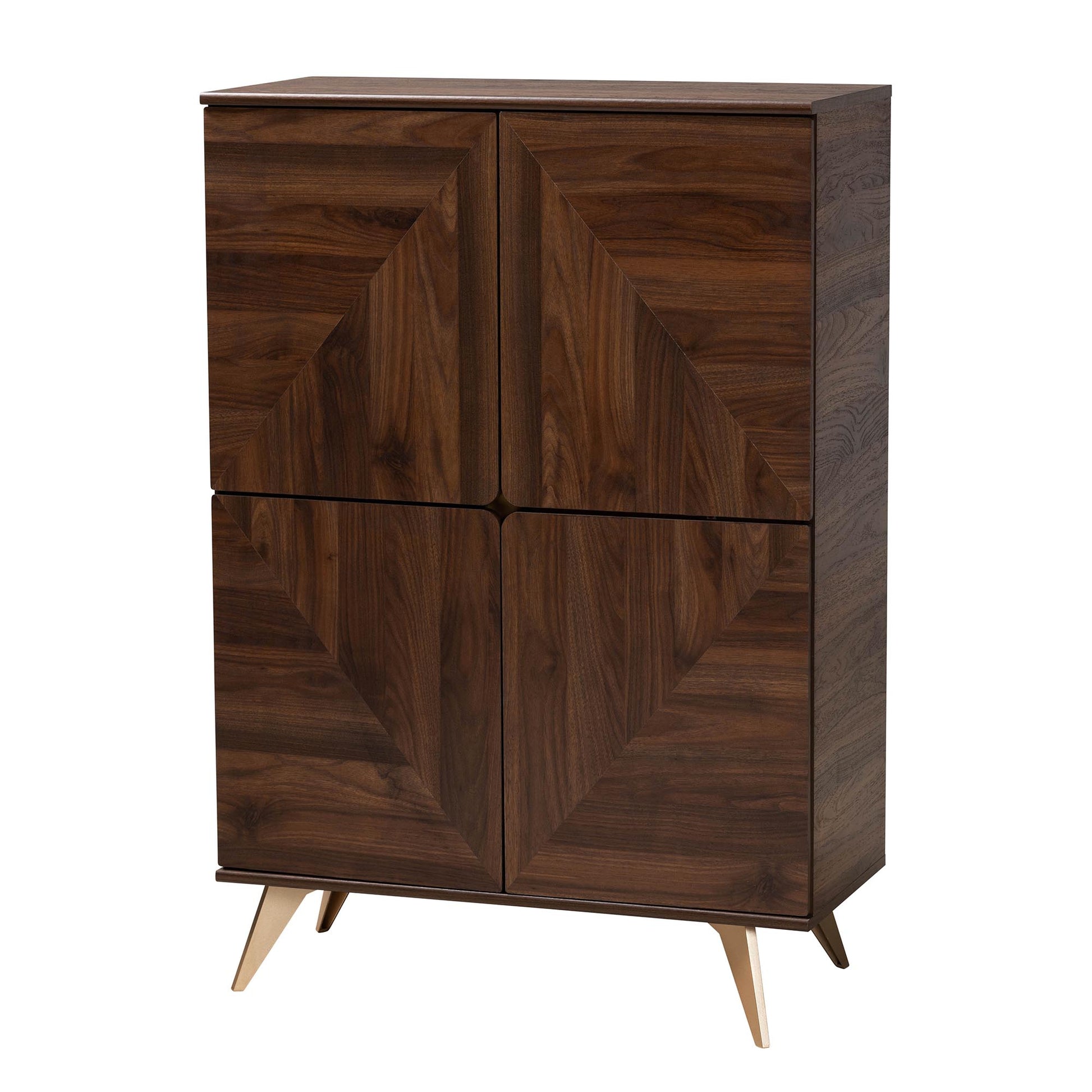 Baxton Studio Graceland Mid-Century Modern Transitional Walnut Brown Finished Wood Shoe Cabinet | Cabinets | Modishstore - 2