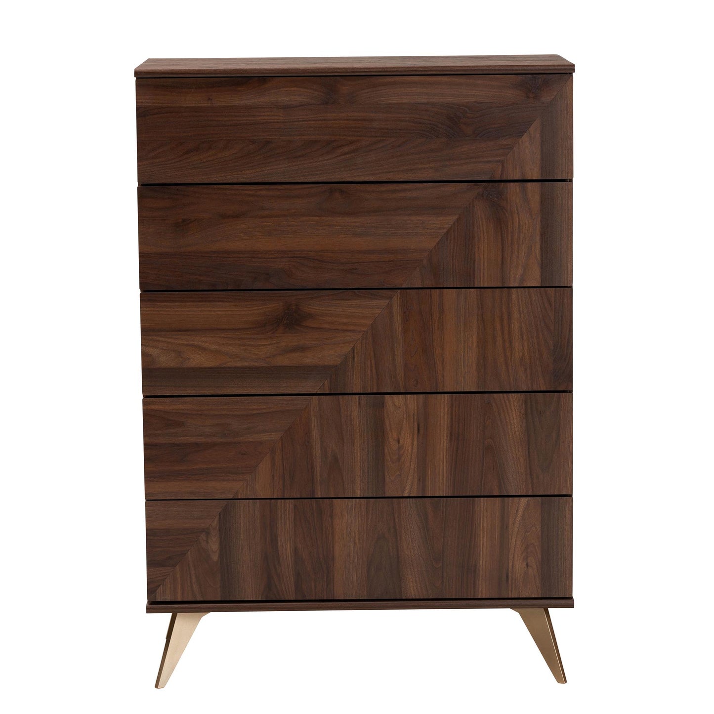 Baxton Studio Graceland Mid-Century Modern Transitional Walnut Brown Finished Wood 5-Drawer Storage Chest | Drawers | Modishstore - 4