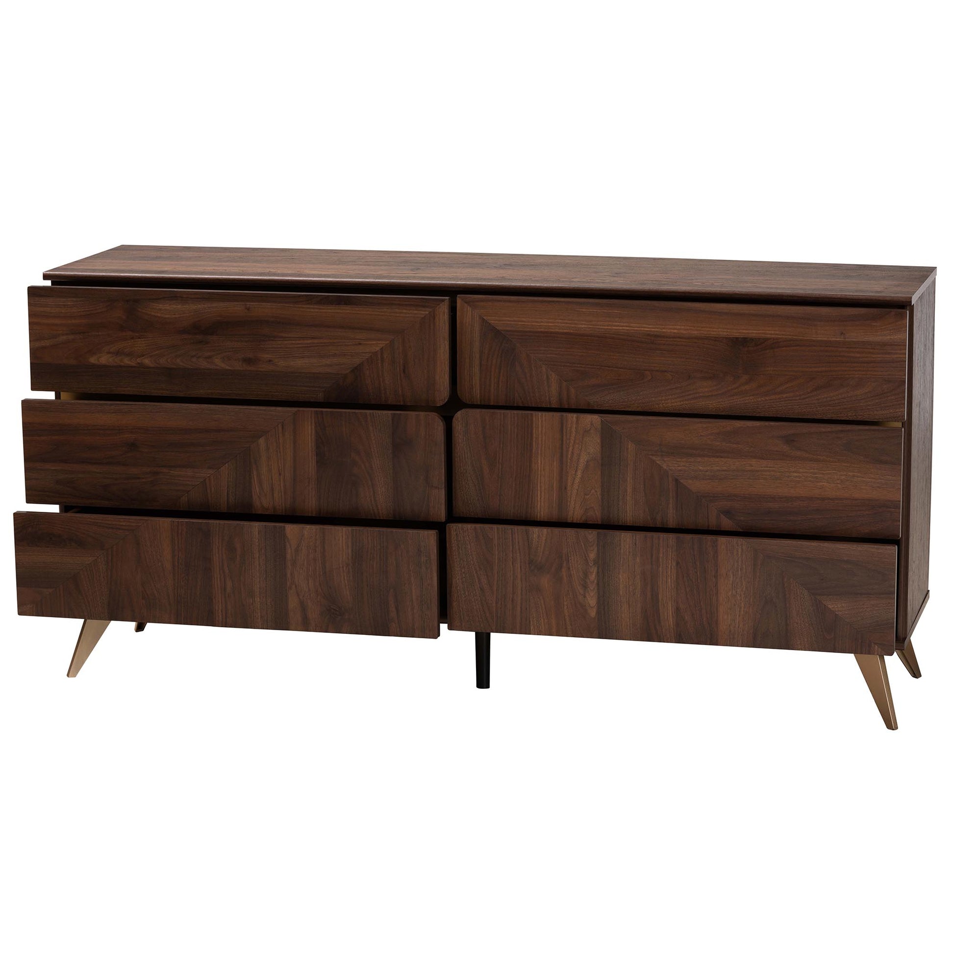 Baxton Studio Graceland Mid-Century Modern Transitional Walnut Brown Finished Wood 6-Drawer Dresser | Dressers | Modishstore - 3