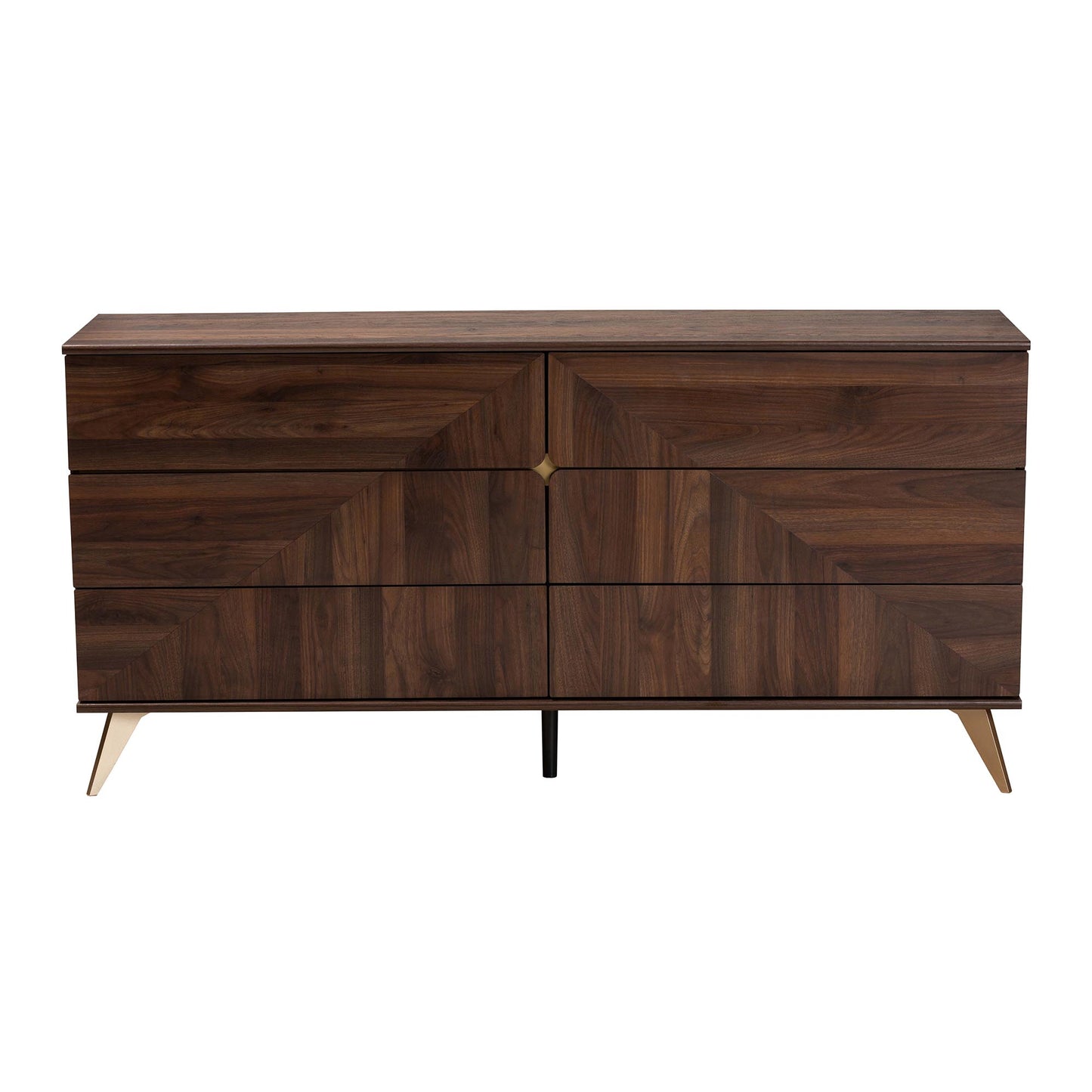 Baxton Studio Graceland Mid-Century Modern Transitional Walnut Brown Finished Wood 6-Drawer Dresser | Dressers | Modishstore - 4