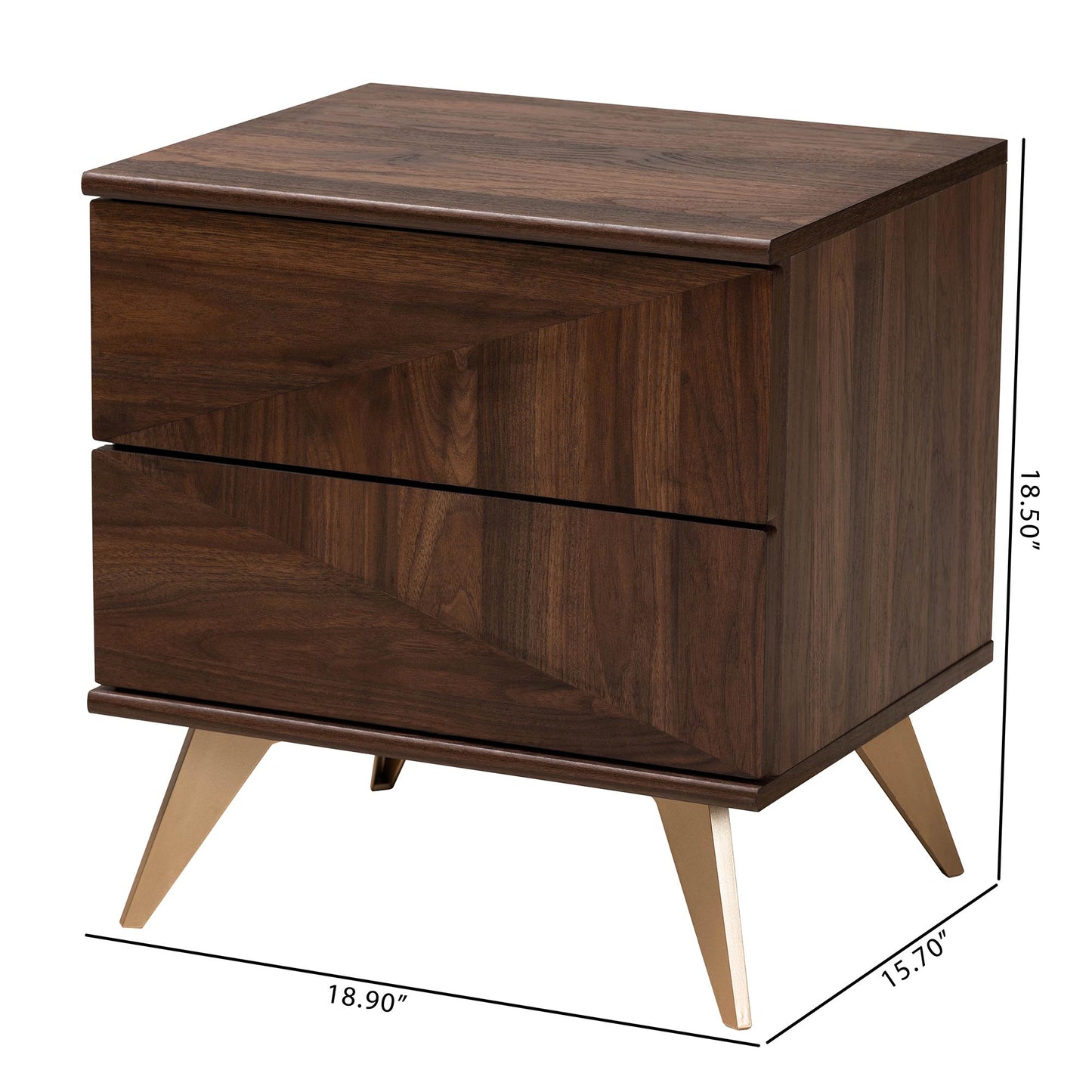 Baxton Studio Graceland Mid-Century Modern Transitional Walnut Brown Finished Wood 2-Drawer Nightstand | Nightstands | Modishstore - 10