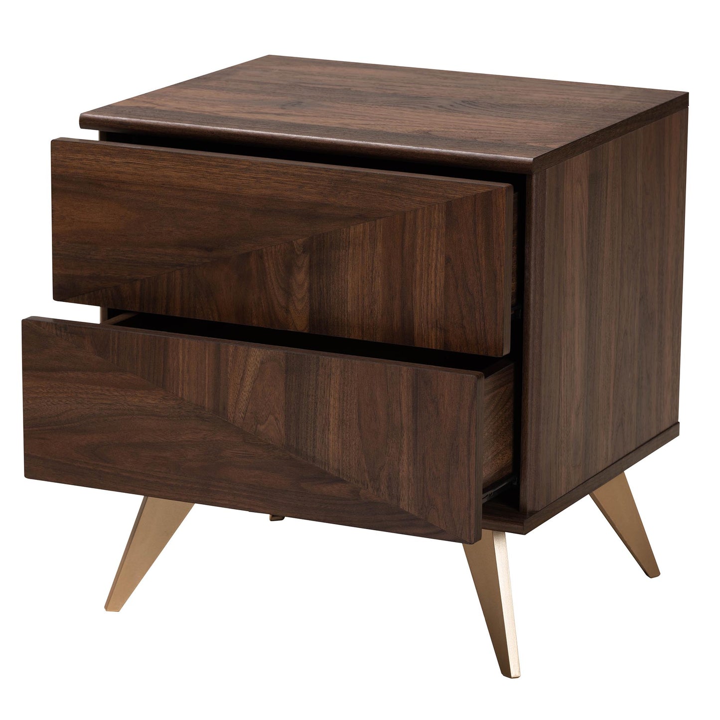 Baxton Studio Graceland Mid-Century Modern Transitional Walnut Brown Finished Wood 2-Drawer Nightstand | Nightstands | Modishstore - 3