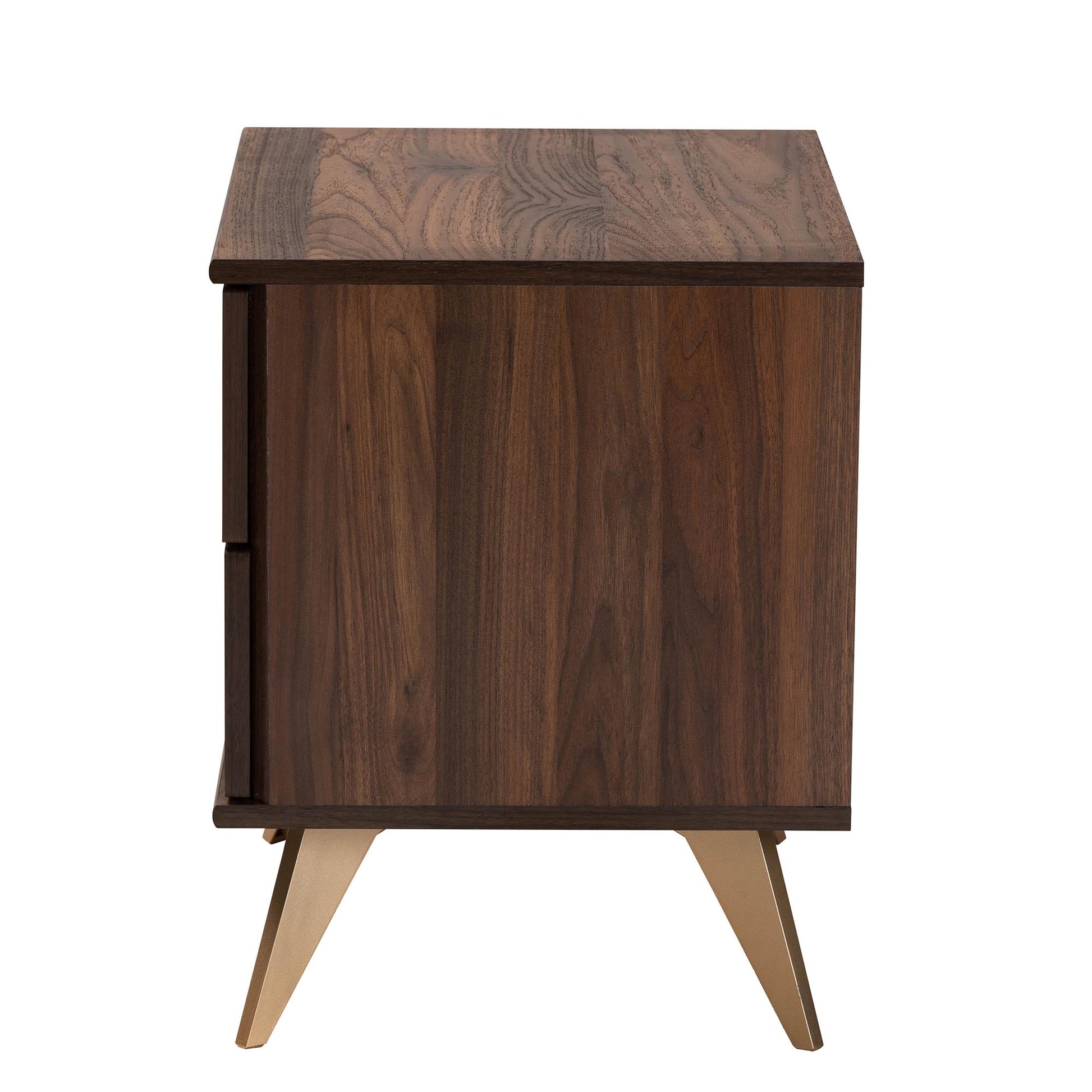 Baxton Studio Graceland Mid-Century Modern Transitional Walnut Brown Finished Wood 2-Drawer Nightstand | Nightstands | Modishstore - 5