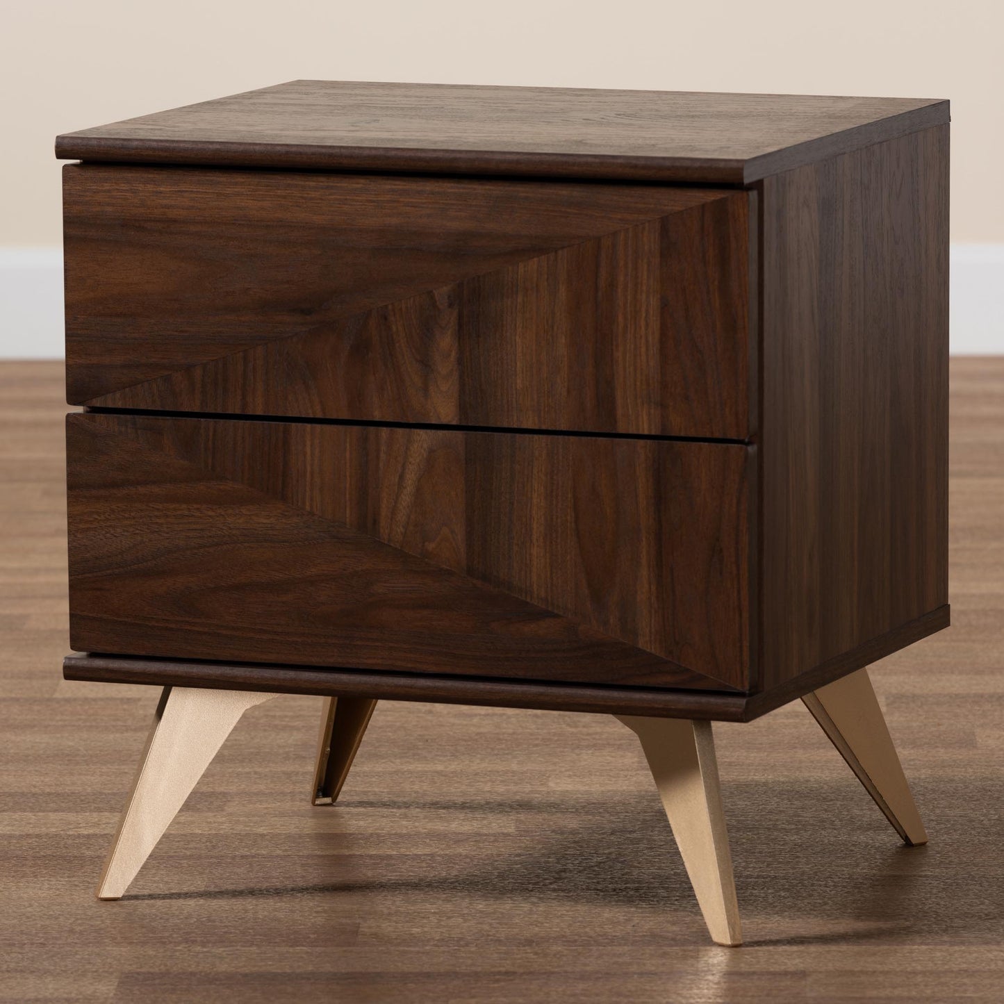 Baxton Studio Graceland Mid-Century Modern Transitional Walnut Brown Finished Wood 2-Drawer Nightstand | Nightstands | Modishstore - 9