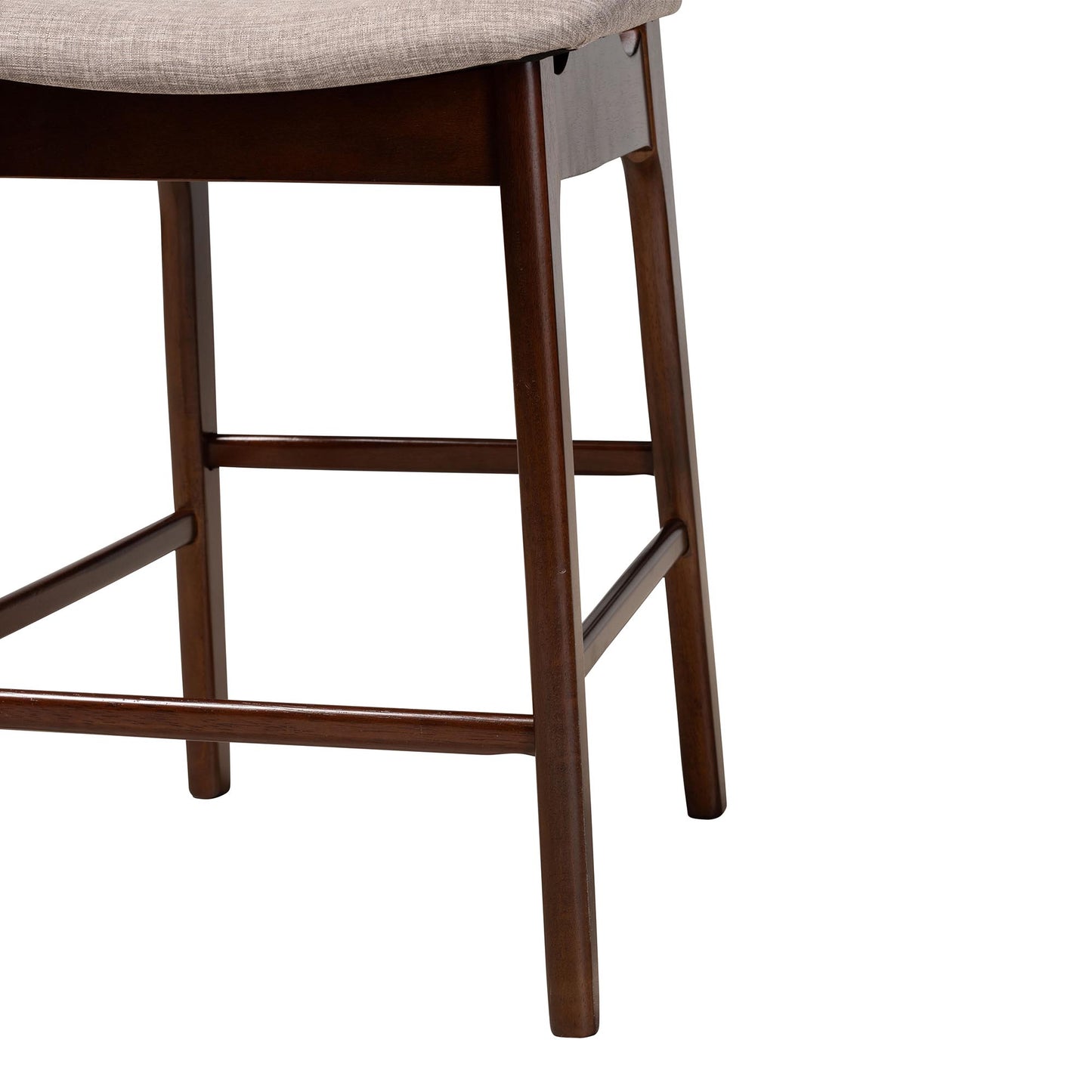 Baxton Studio Dannon Mid-Century Modern Grey Fabric and Walnut Brown Finished Wood 5-Piece Pub Set | Bar Stools & Table | Modishstore - 7