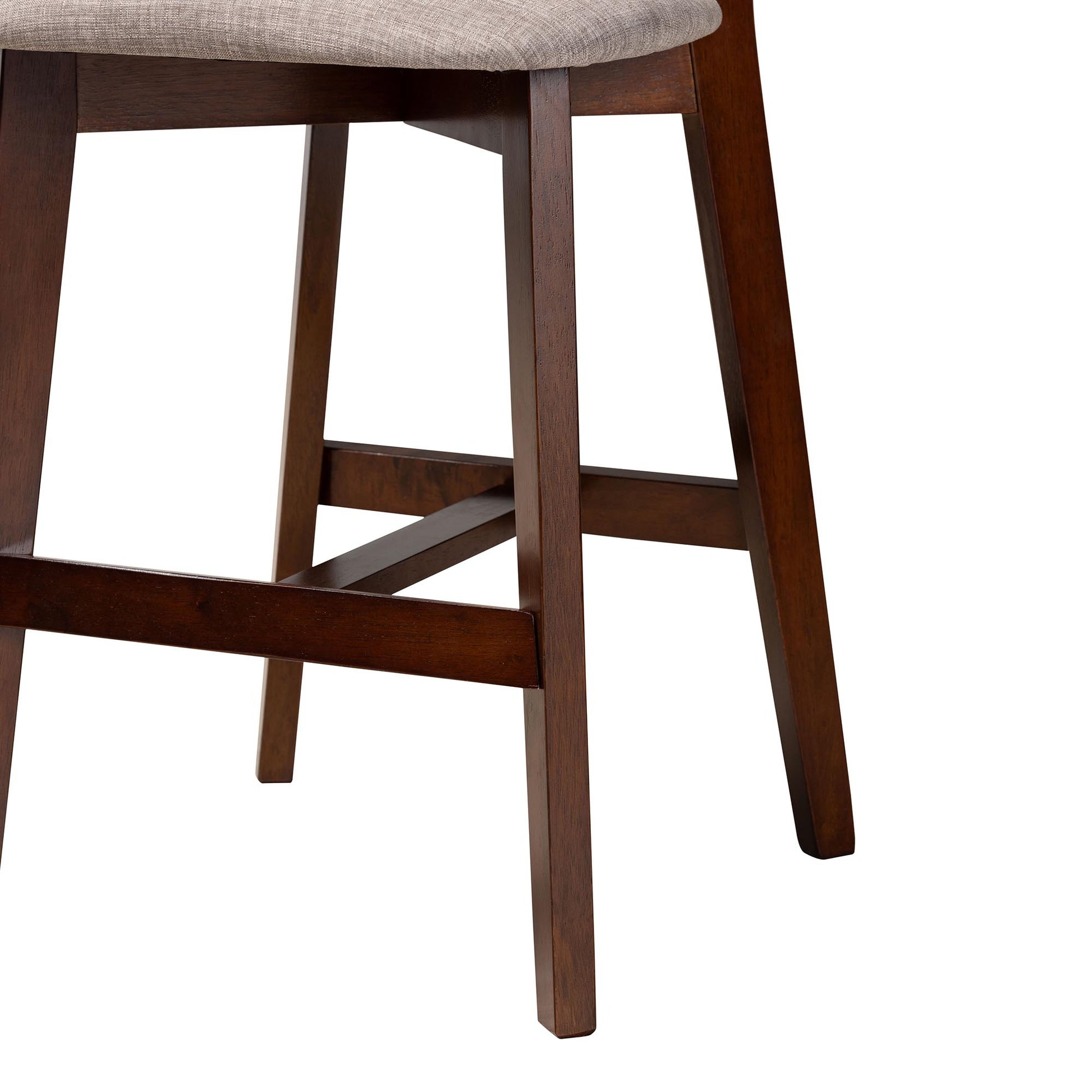 Baxton Studio Dannell Mid-Century Modern Grey Fabric and Walnut Brown Finished Wood 5-Piece Pub Set | Bar Stools & Table | Modishstore - 9