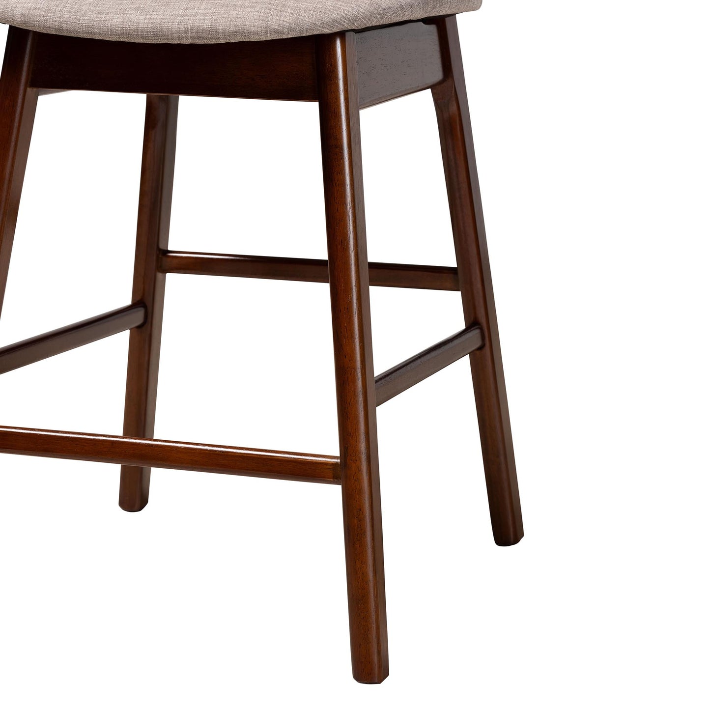 Baxton Studio Darrion Mid-Century Modern Grey Fabric and Walnut Brown Finished Wood 5-Piece Pub Set | Bar Stools & Table | Modishstore - 7