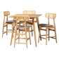 Baxton Studio Tarana Mid-Century Modern Grey Fabric and Natural Oak Finished Wood 5-Piece Pub Set | Bar Stools & Table | Modishstore - 4