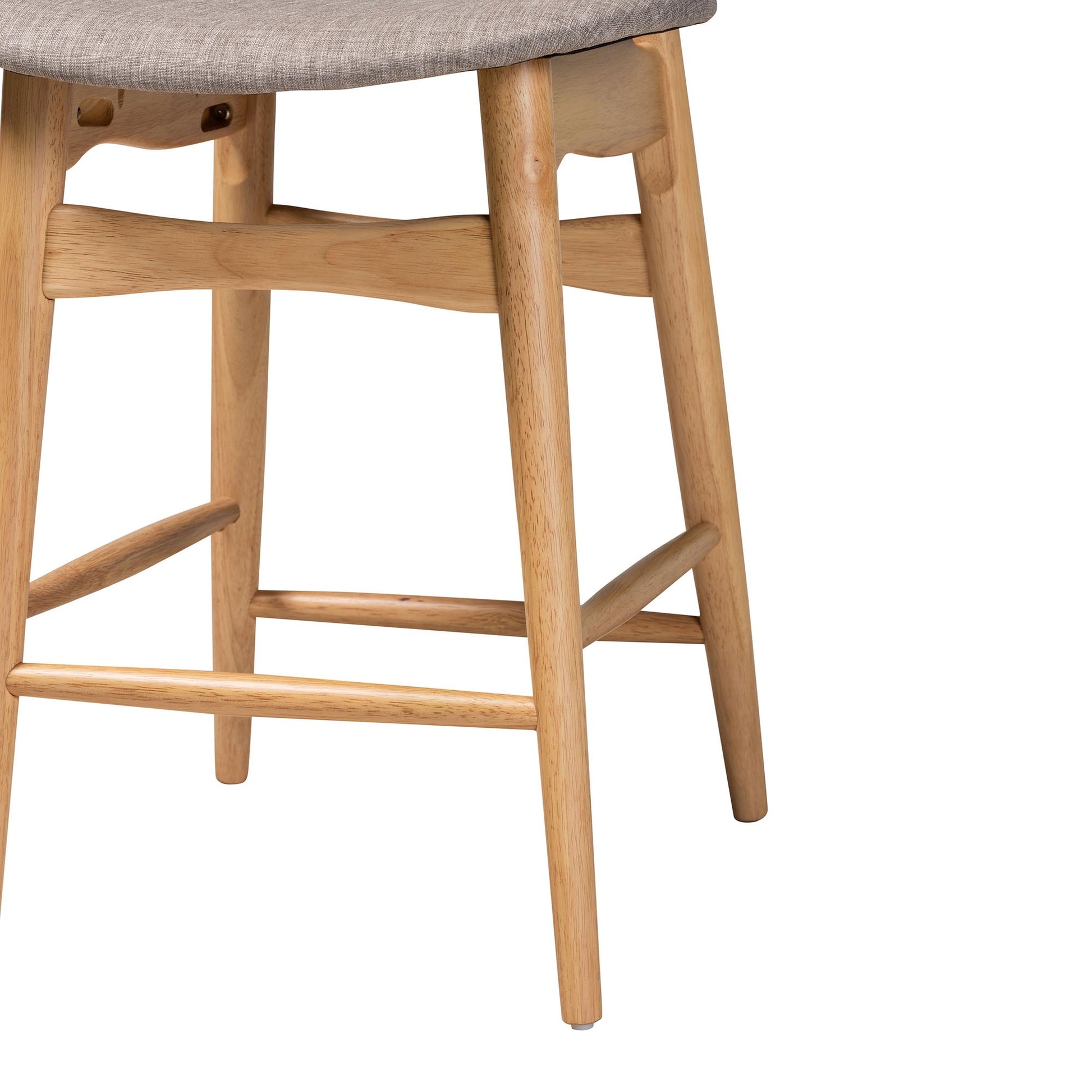 Baxton Studio Tarana Mid-Century Modern Grey Fabric and Natural Oak Finished Wood 5-Piece Pub Set | Bar Stools & Table | Modishstore - 9