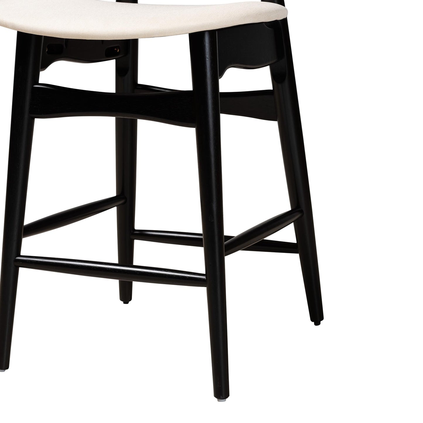 Baxton Studio Tarana Mid-Century Modern Cream Fabric and Black Finished Wood 5-Piece Pub Set | Bar Stools & Table | Modishstore - 7