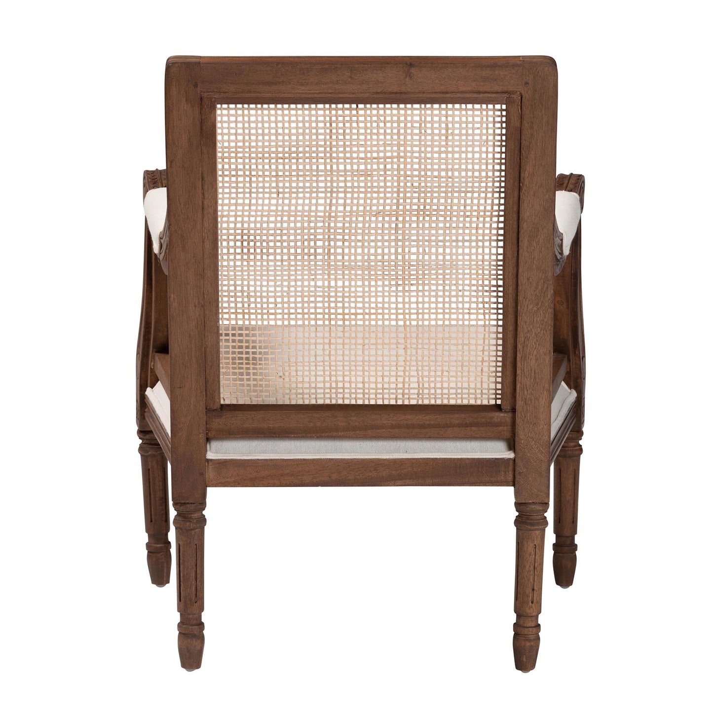 Baxton Studio bali & pari Desmond Traditional French Beige Fabric and Walnut Brown Finished Wood Accent Chair | Accent Chairs | Modishstore - 7